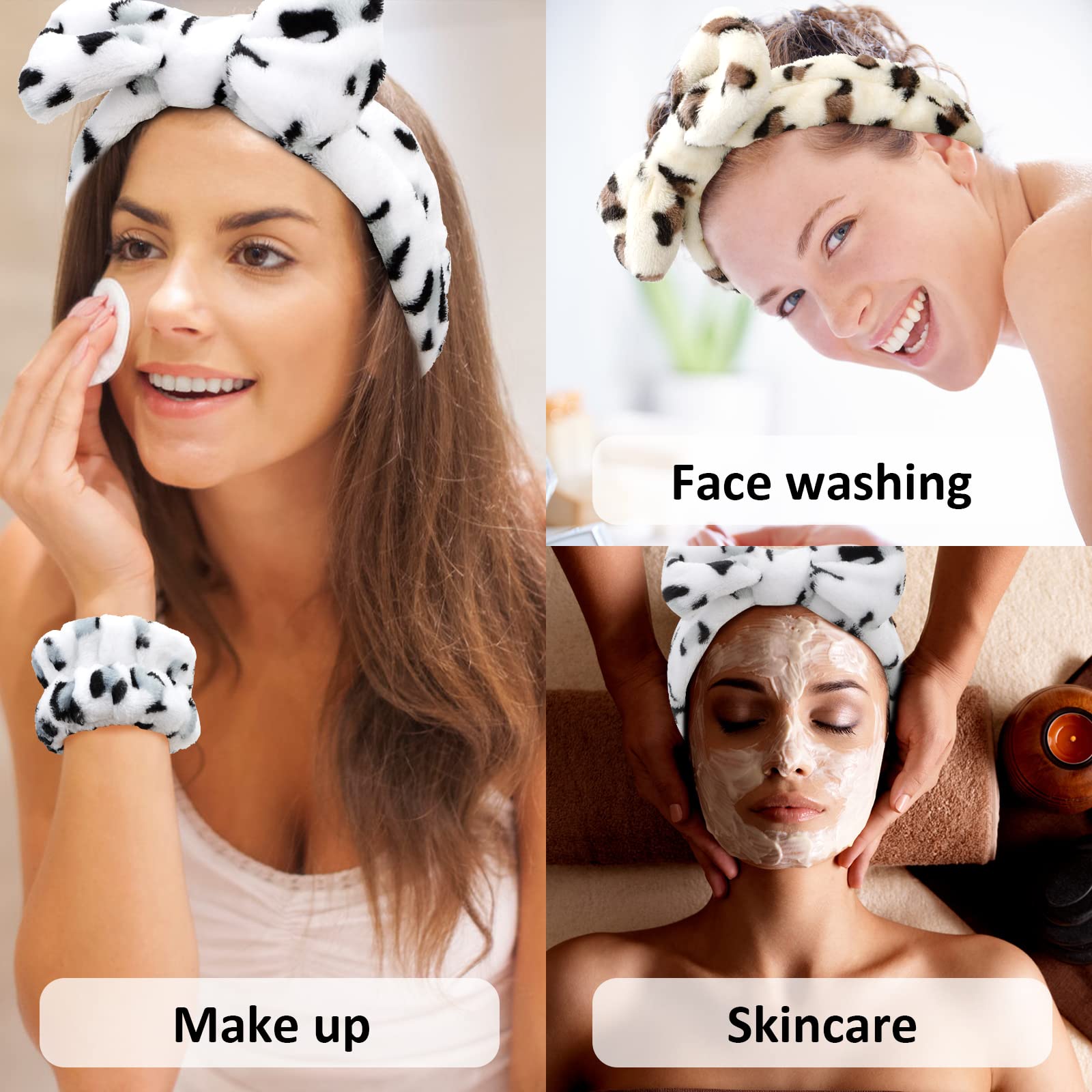 12PCS Soft Microfiber Spa Headbands & Wristbands Set - Super Absorbent Elastic Bow Skincare Bands for Women & Girls - Perfect for Face Washing, Makeup Removal & Skincare Routine at Home or Salon
