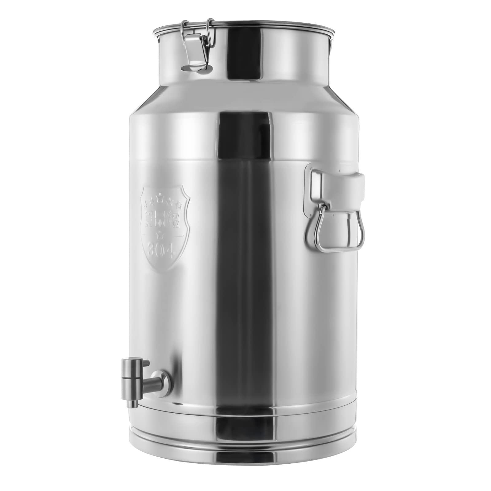 Premium 35L 304 Stainless Steel Heavy Duty Milk Can - Food Grade Sealed Storage Bucket for Liquids & Solids with Lid, Handles & Faucet - Ideal for Milk, Wine, Beverage Storage in Homes, Cafes, Milk Tea Shops & Commercial Kitchens