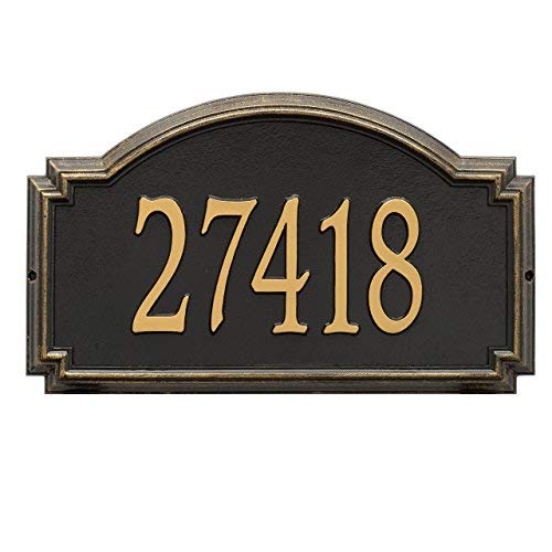 Whitehall Products 1294BG Williamsburg Estate Wall Mailbox - Single Line Address Plaque in Black & Gold - Perfect for Colonial & Traditional Home Exteriors
