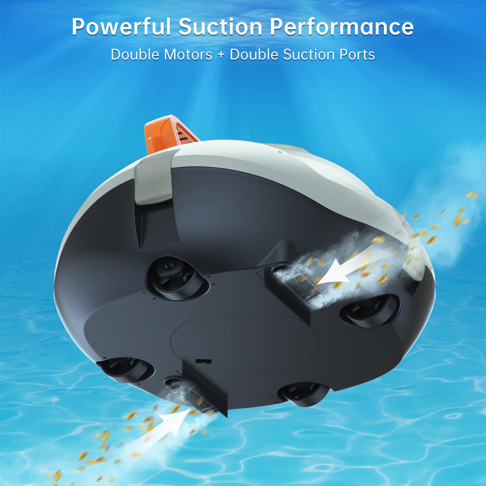 **Cordless Robotic Pool Cleaner - Powerful Suction, 100 Mins Runtime, Fast Charging & Self-Parking - Ideal for Above Ground Pools up to 850 Sq.ft - Perfect for In-Ground & Above Ground Swimming Pools, Spas & Hot Tubs**