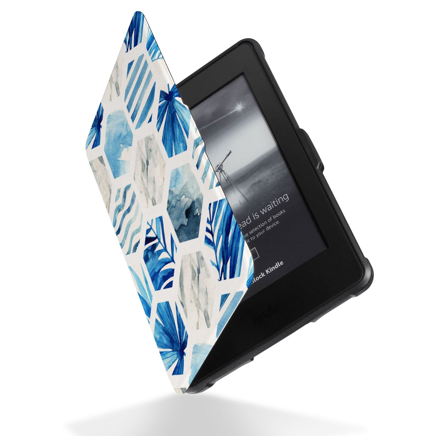 Geometric Flower Kindle Case - Protective Cover for Kindle E-Reader - Perfect for Reading at Home, Travel & Commuting