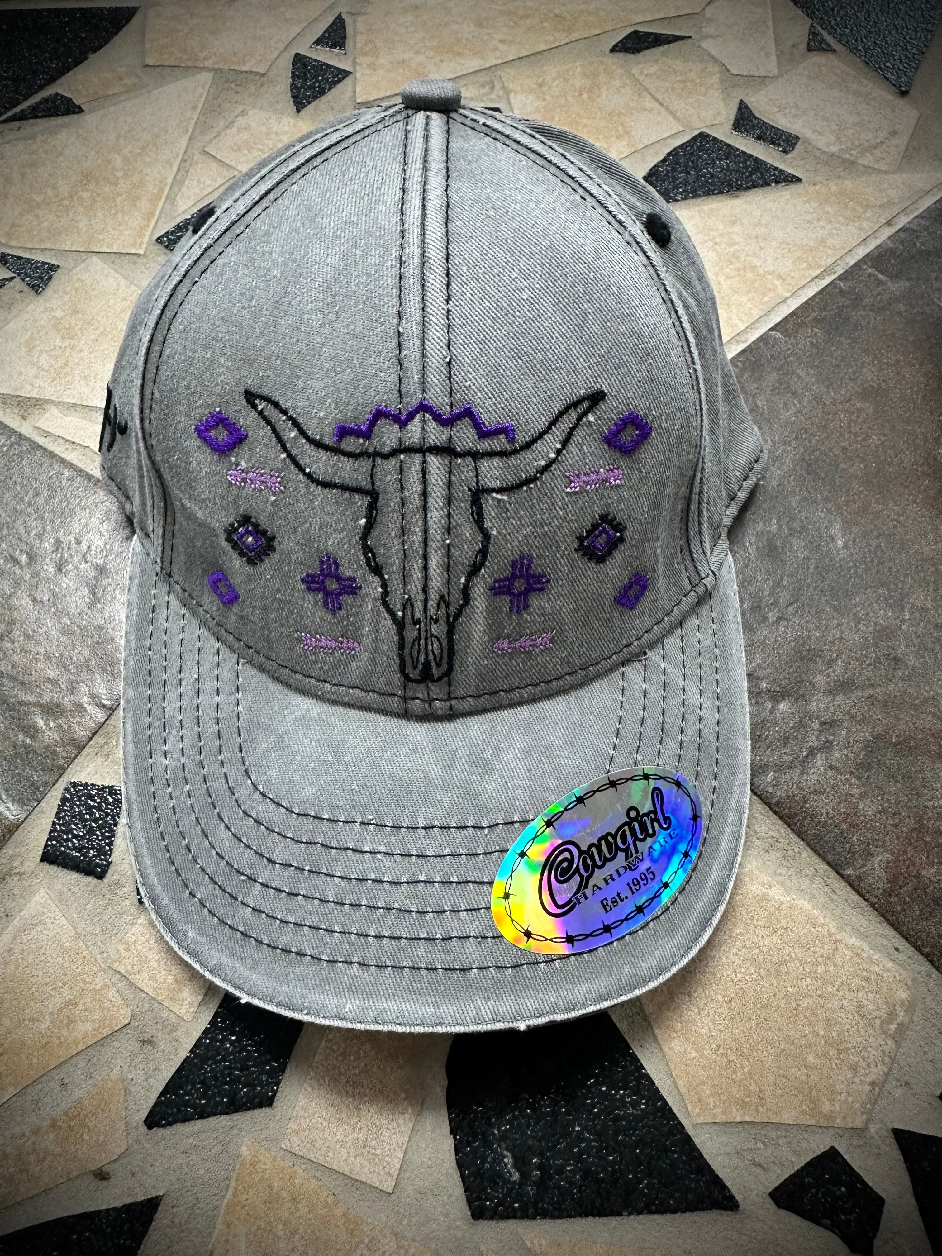 Women's Grey Aztec Skull Baseball Cap - Stylish Adjustable Hat for Outdoor Activities, Sports & Fashion