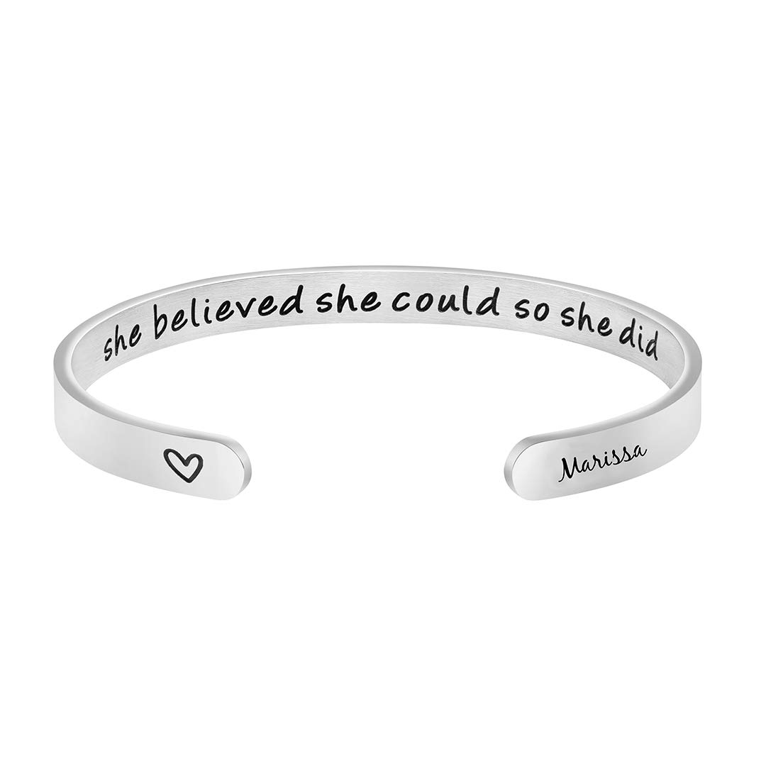 Personalized Inspirational Bracelets for Women - Engraved Name Cuff Bangle, Birthday & Christmas Gift for Her - Perfect for Daily Wear, Special Occasions & Thoughtful Surprises