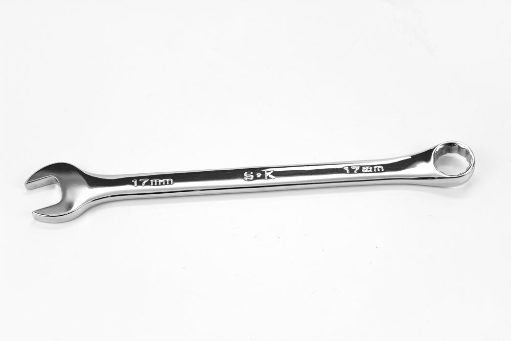 17mm 12-Point Metric Long Combination Chrome Wrench - Professional Automotive & Industrial Tool for Tight Spaces