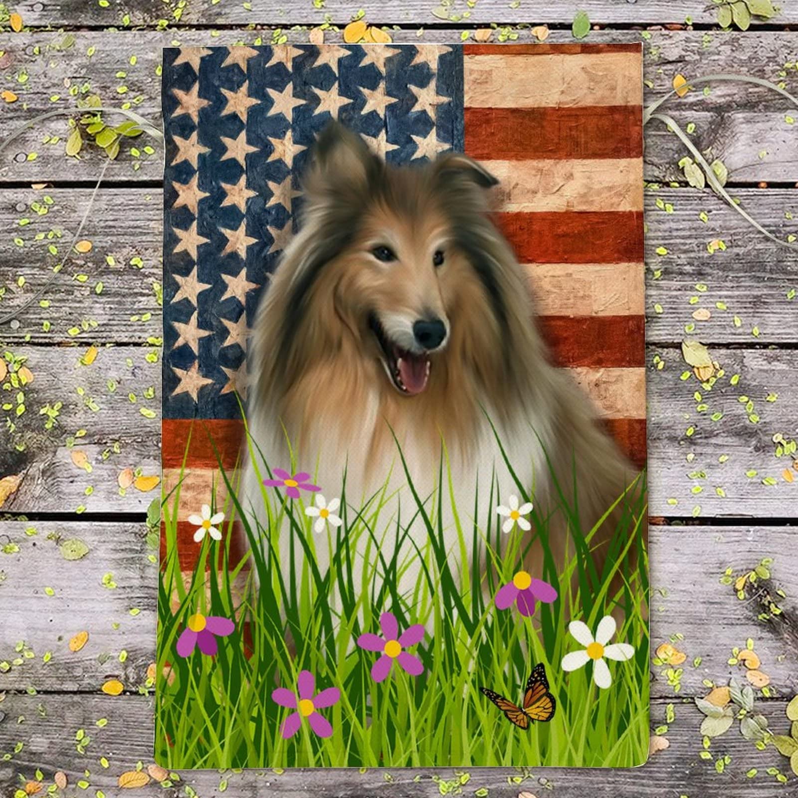Double-Sided American Flag with Afghan Hound - 12.5x18.5 Inch Burlap Welcome Garden Flag for Yard, Farmhouse & Seasonal Outdoor Decor | Perfect for Holidays, Patriotic Events & Dog Lover Gifts