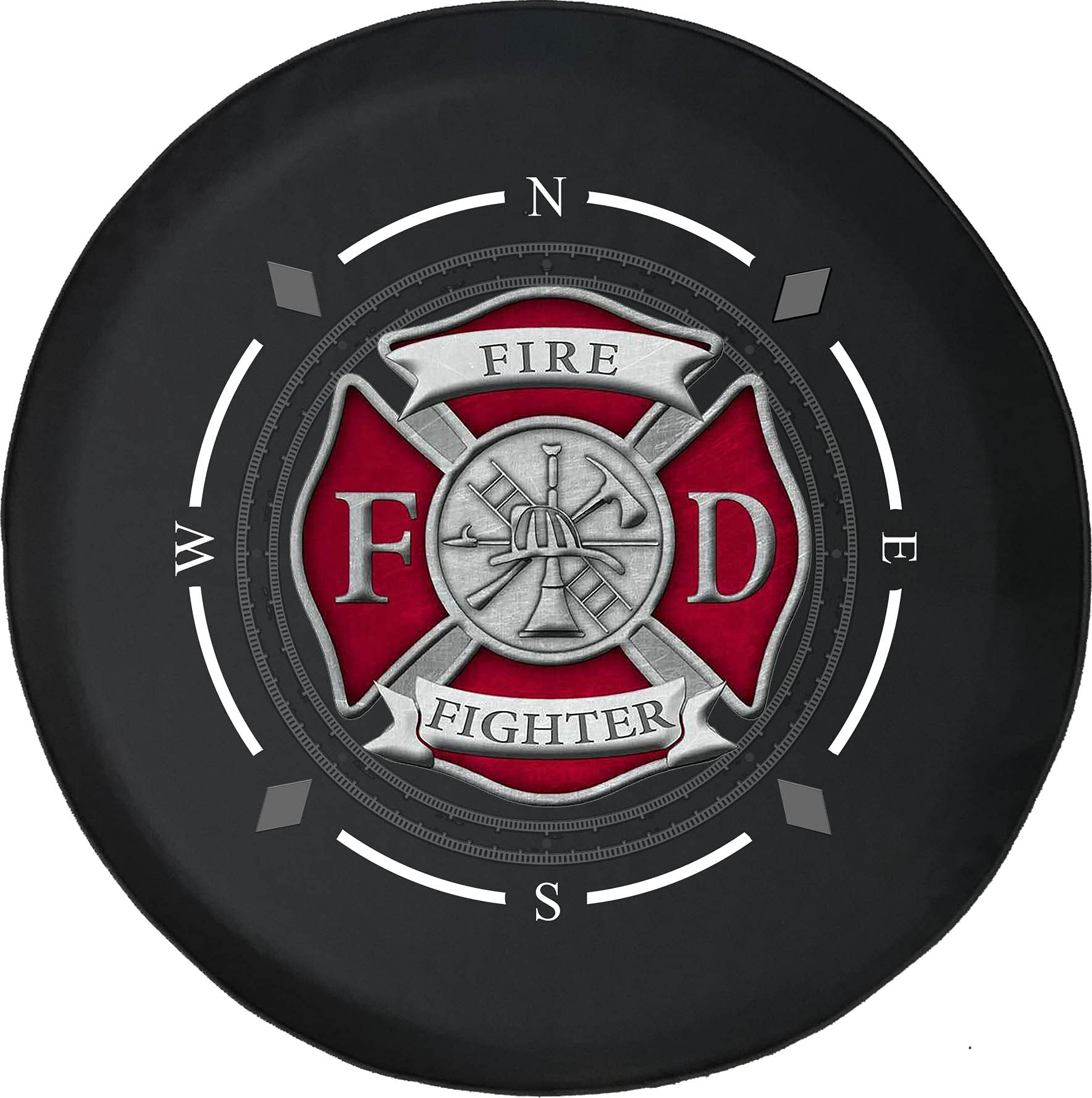 American Unlimited Spare Tire Cover with Compass Design - Heavy Duty Fire Fighter Wheel Protector for SUV, Trailer, RV & Off-Road Vehicles | Waterproof & UV Resistant for Outdoor Adventures & Camping