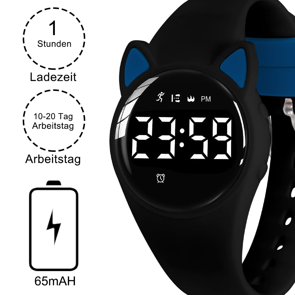 Refurbished L LAVAREDO Kids Fitness Tracker Watch - Digital Step Counter with Cat Ear Design, Distance & Calorie Tracking - Perfect Gift for Girls & Cat Lovers (Great for School, Sports & Daily Activities)