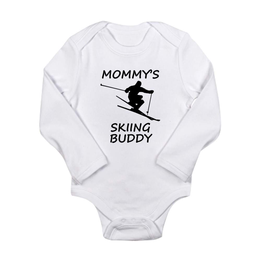 Mommy's Skiing Buddy Baby Bodysuit - Cute Infant One-Piece Outfit for Winter Adventures & Family Ski Trips | Perfect for Newborns, Toddlers & Photo Shoots