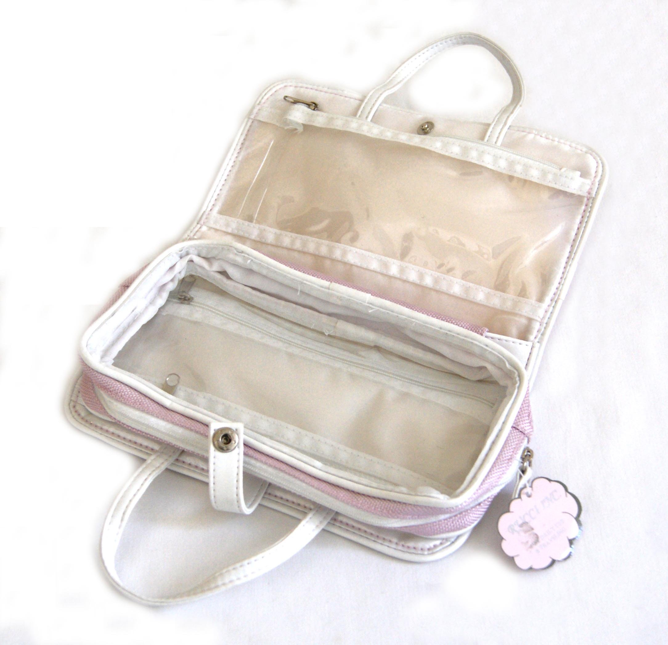 Rucci Pink Travel Cosmetic Bag for Women - Waterproof Makeup Organizer with Zipper, Perfect for Travel, Gym, and Daily Use