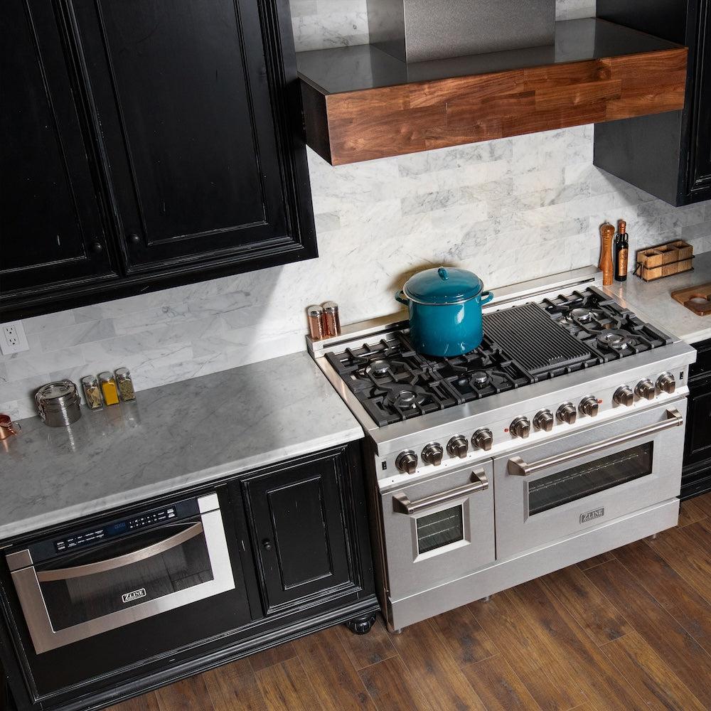 ZLINE 48-Inch 6.0 cu. ft. Dual Fuel Range with 7-Burner Gas Cooktop & 2 Electric Ovens - Stainless Steel with Satin Finish - Perfect for Home Chefs & Large Family Cooking (Model RA SN 48)