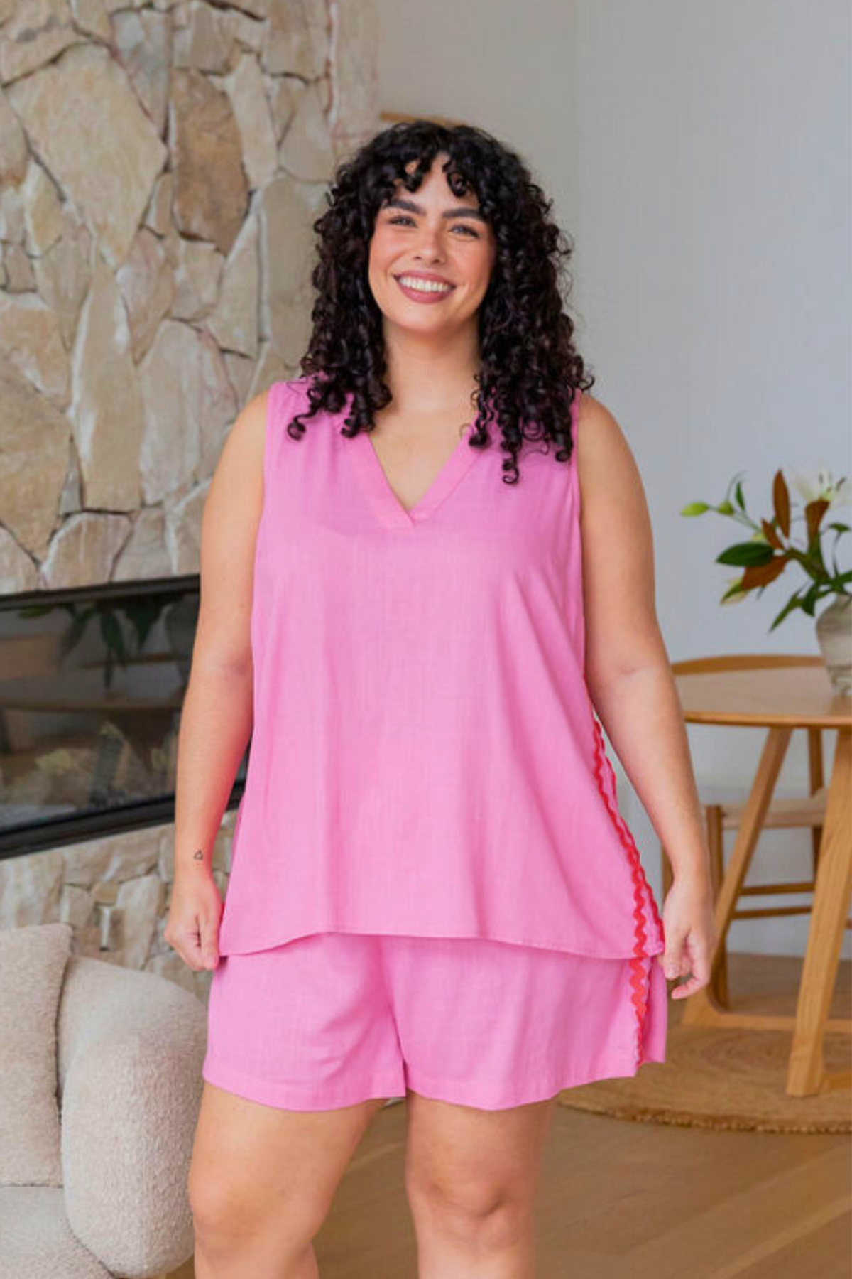 Melody Linen Blend Top in Sachet Pink | Women's Casual Summer Blouse | Perfect for Beach Outings & Date Nights