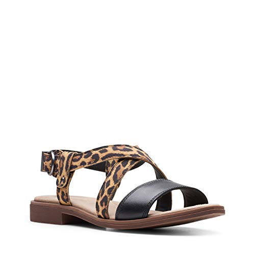 Black Leather/Tan Leopard Combi