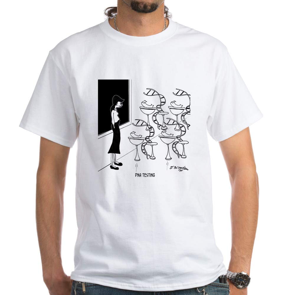 DNA Testing White Cotton T-Shirt for Men & Women - Funny Science Gift for Genetic Testing Enthusiasts - Perfect for Lab Coats, Science Conventions & Nerdy Outfits