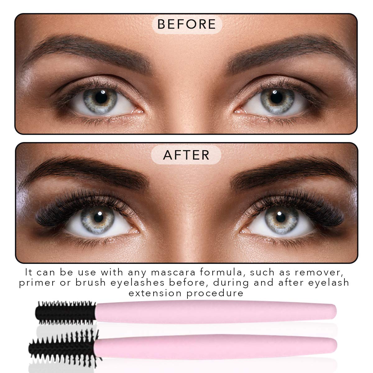Professional Eyebrow & Eyelash Brush Set with Case - Reusable Spoolies for Perfect Brows & Lashes - Makeup Kit with Cosmetic Brushes & Comb - Ideal for Salon, Travel & Daily Makeup Routine
