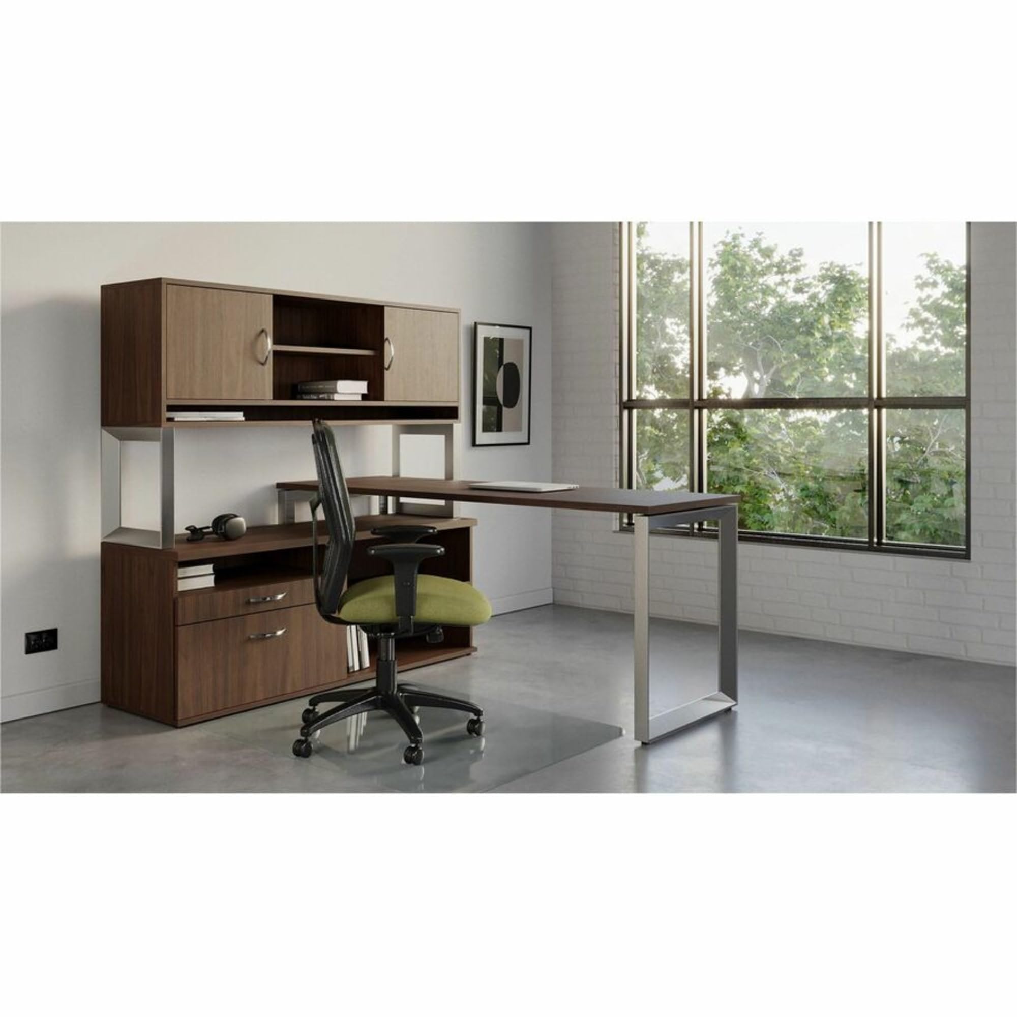 Lorell Walnut File Storage Cabinet Credenza - Wooden Office Organizer with File Drawers for Home & Business Use - Perfect for Storing Documents, Folders, and Office Supplies