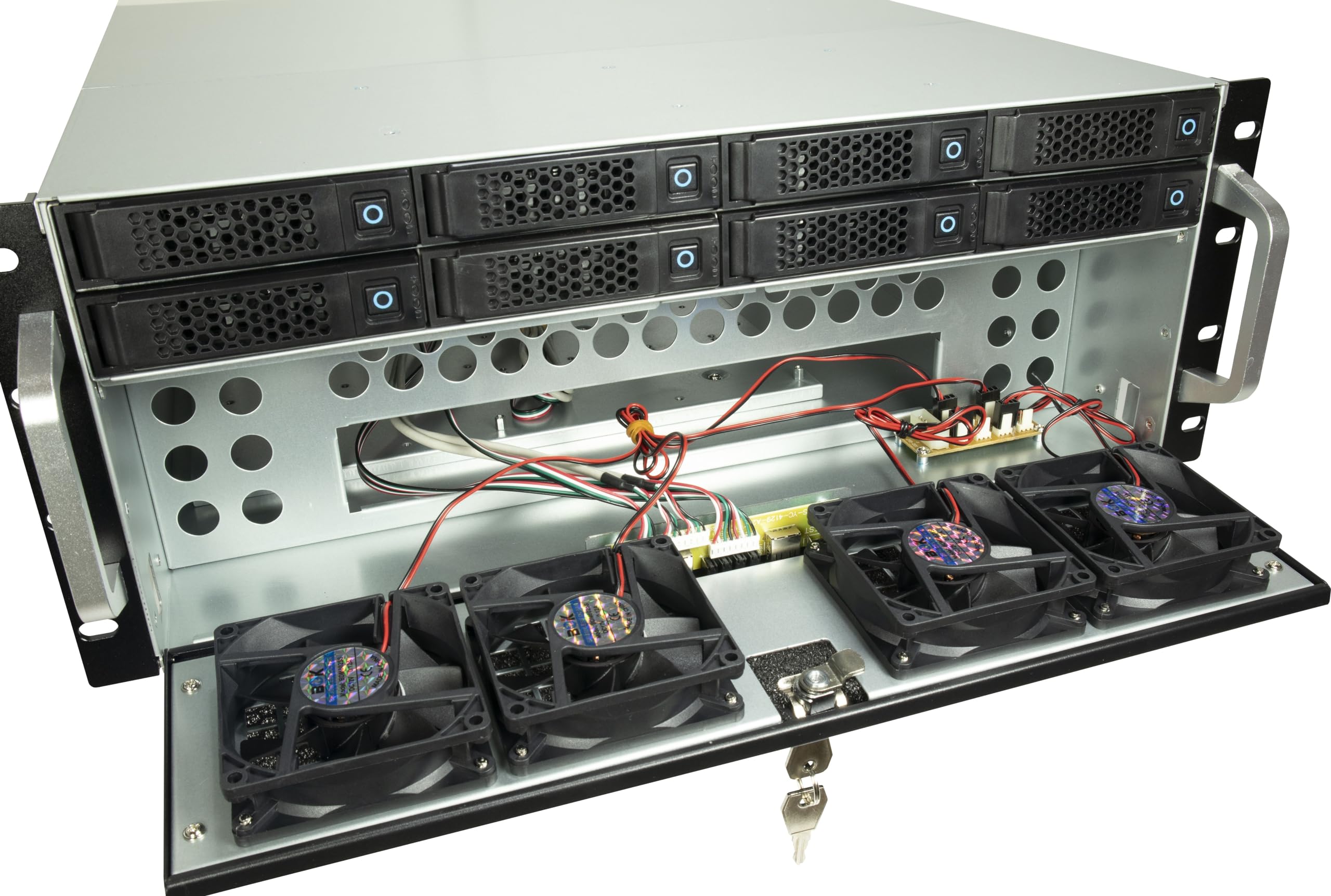 Inter-Tech 4U 8-Bay Hot-Swap Rackmount Storage Enclosure (Model 4708) with 4x 80mm Cooling Fans & Dual SFF-8643 Ports - Perfect for Data Centers, Server Rooms, and Enterprise Storage Solutions