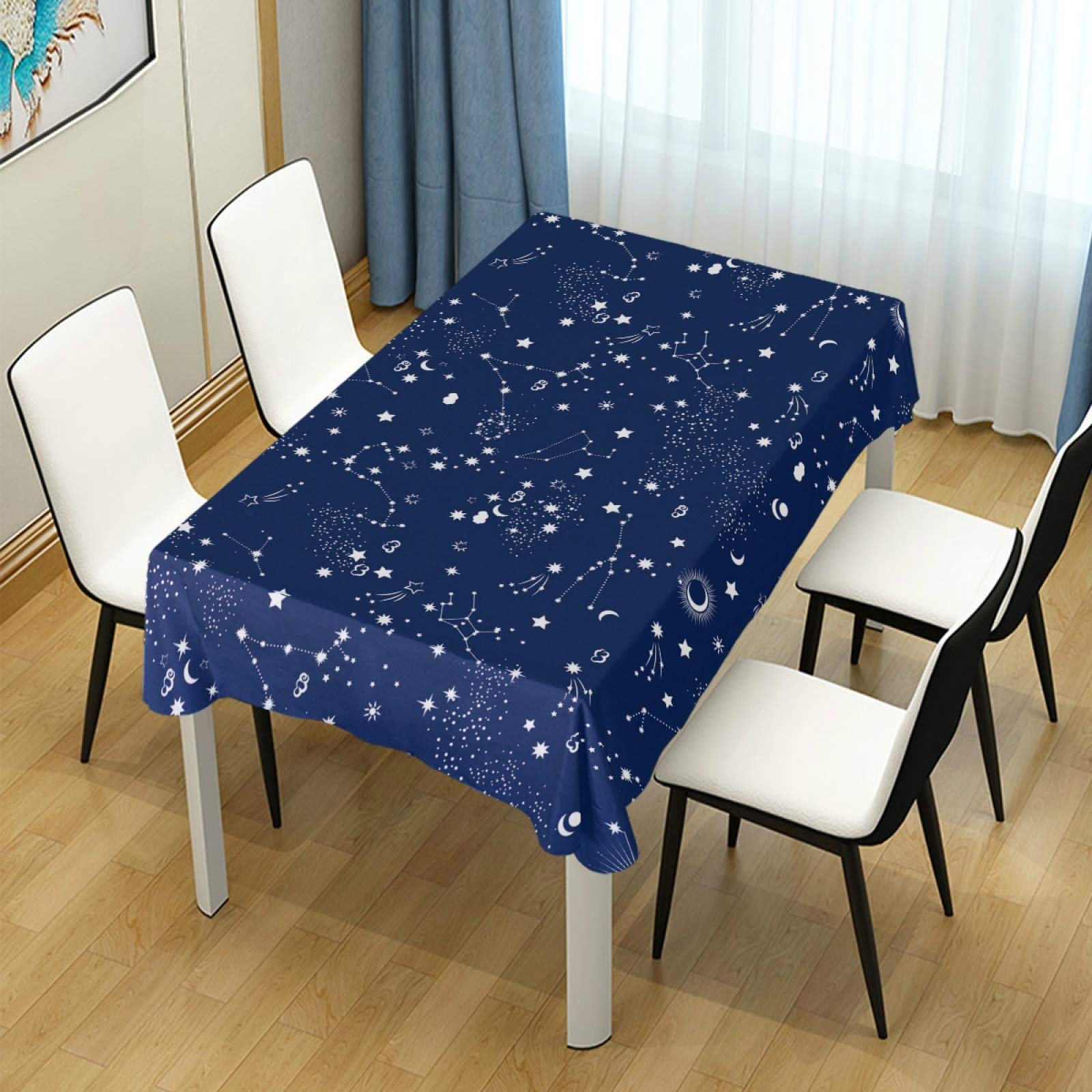 Galaxy Constellation Zodiac Star Polyester Tablecloth 60x90 Inch - Rectangle Party Table Decor for Dinner, Wedding & Home Decor - Perfect for Birthday Celebrations & Themed Events