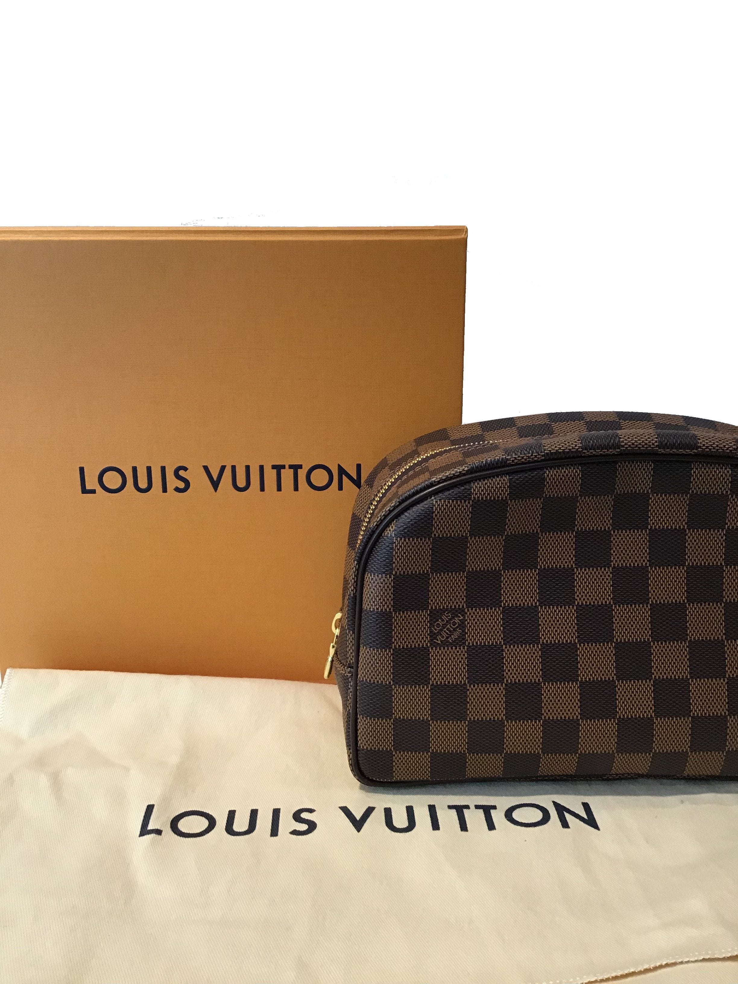 Louis Vuitton Damier Ebene Toiletry Case 25 - Travel Cosmetic Bag for Women & Men | Perfect for Makeup, Skincare & Travel Essentials Organization