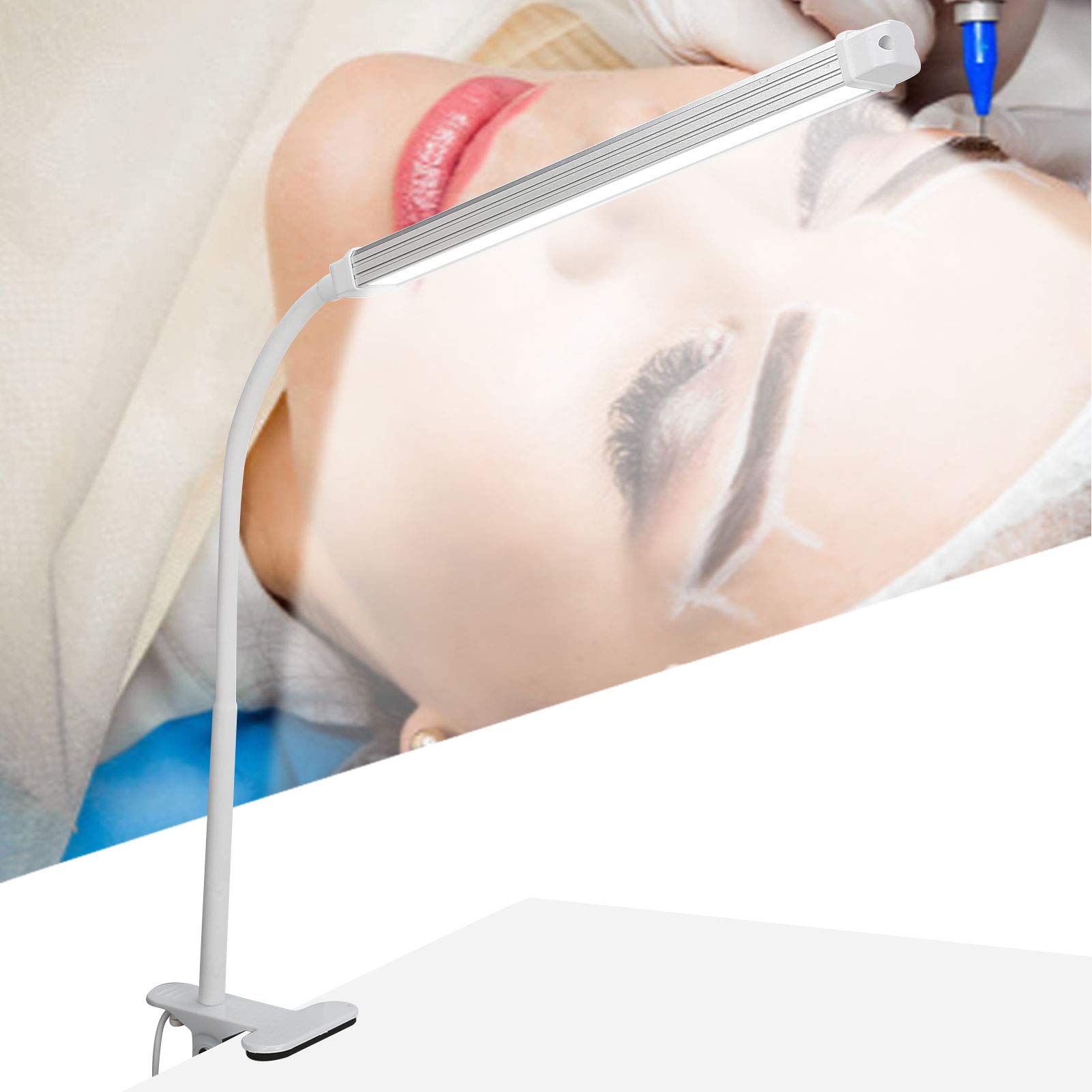 Adjustable LED Desk Lamp with Clamp - USB Powered Eyecare Light with 3 Color Modes, One-Touch Control Gooseneck Task Light for Reading, Working, Nail Art & Tattoo - Perfect for Home Office, Study & Beauty Salon
