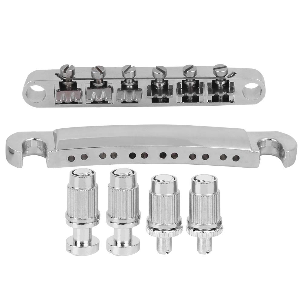 12 String Electric Guitar Roller Saddle Bridge - Zinc Alloy Tailpiece with 4 Studs for E-Guitar Replacement Parts | Perfect for Guitar Repair & Upgrade | Use for Rock, Blues & Live Performances