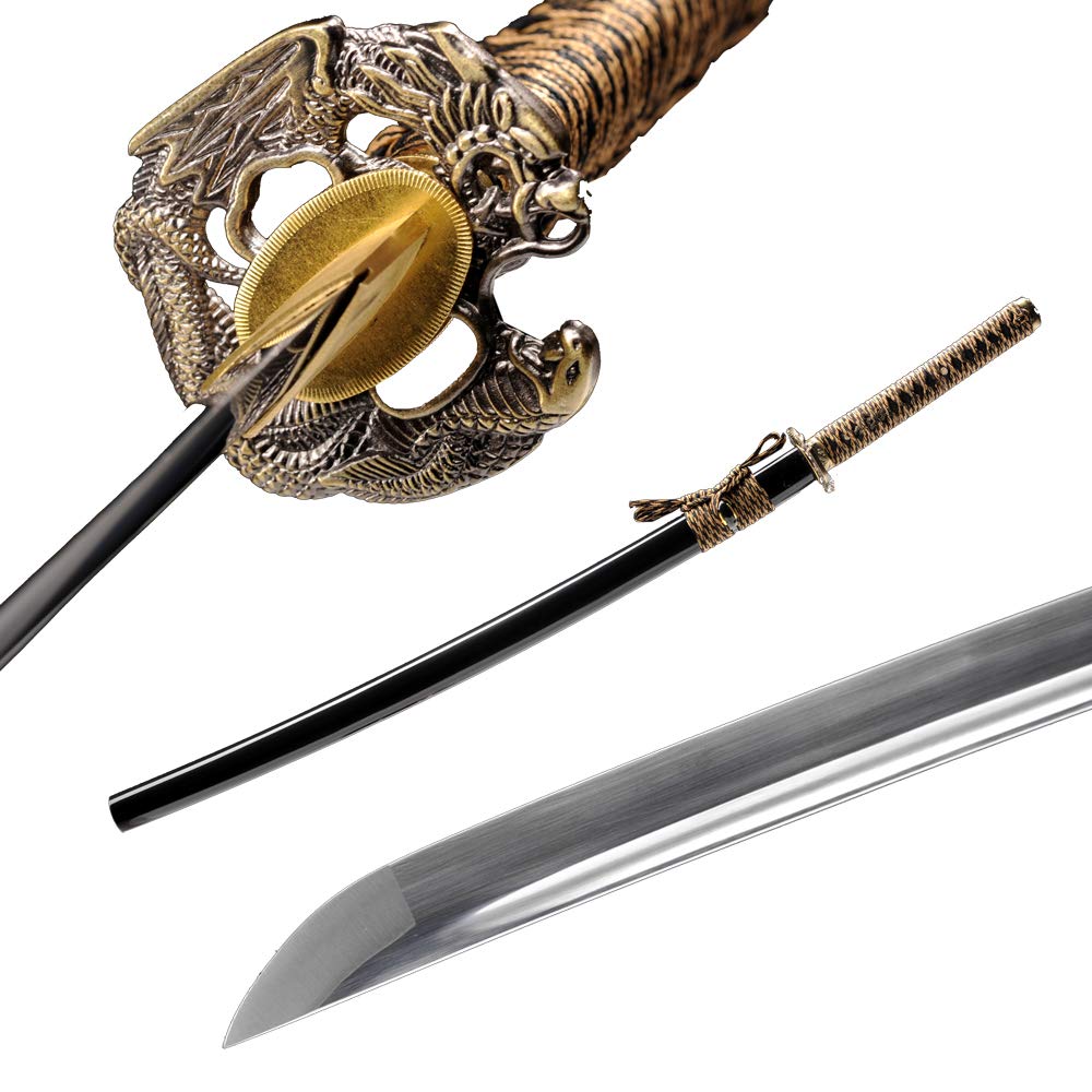 High Carbon Steel Katana Sword - Full Tang Battle Ready Blade, Handmade Functional Samurai Sword for Martial Arts Training, Cosplay & Collectors