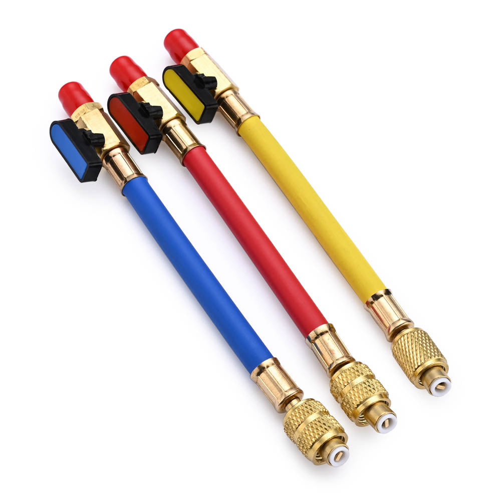 TheLAShop AC R410A 1/4 Inch Charging Hose Set with Ball Valves Fittings - Professional HVAC Refrigerant Charging Kit for Air Conditioning Repair & Maintenance