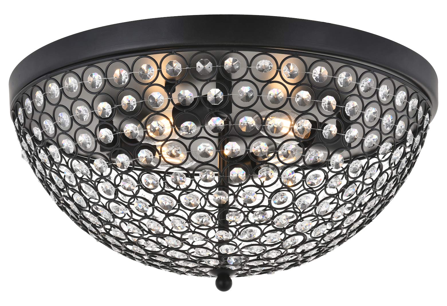 4-Light Matte Black Flush Mount Ceiling Light Fixture with Clear Glass Shades - Perfect for Bedroom, Living Room, and Hallway Lighting