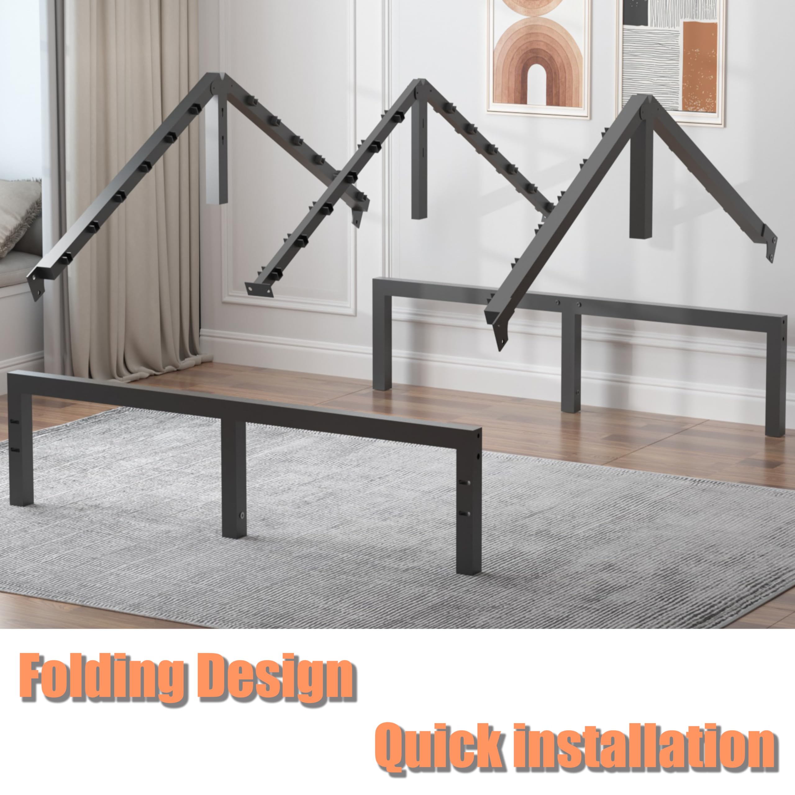 FUIOBYVV 14 Inch Heavy Duty Metal Twin Bed Frame - Supports Up to 3500 lbs, No Box Spring Needed, Sturdy Steel Slat Design, Noise Free & Easy Assembly - Perfect for Kids Rooms, Guest Beds & Small Spaces