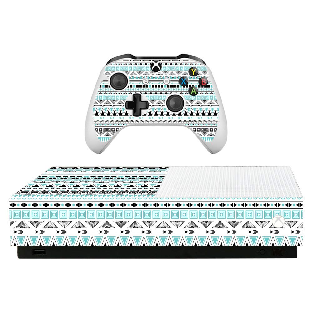 MightySkins Vinyl Skin Decal Wrap for Microsoft Xbox One S All-Digital Edition - Turquoise Tribal Design | Protective & Durable Gaming Console Cover | Easy to Apply & Remove | Made in USA | Perfect for Gaming Setups, Home Entertainment & Personalization