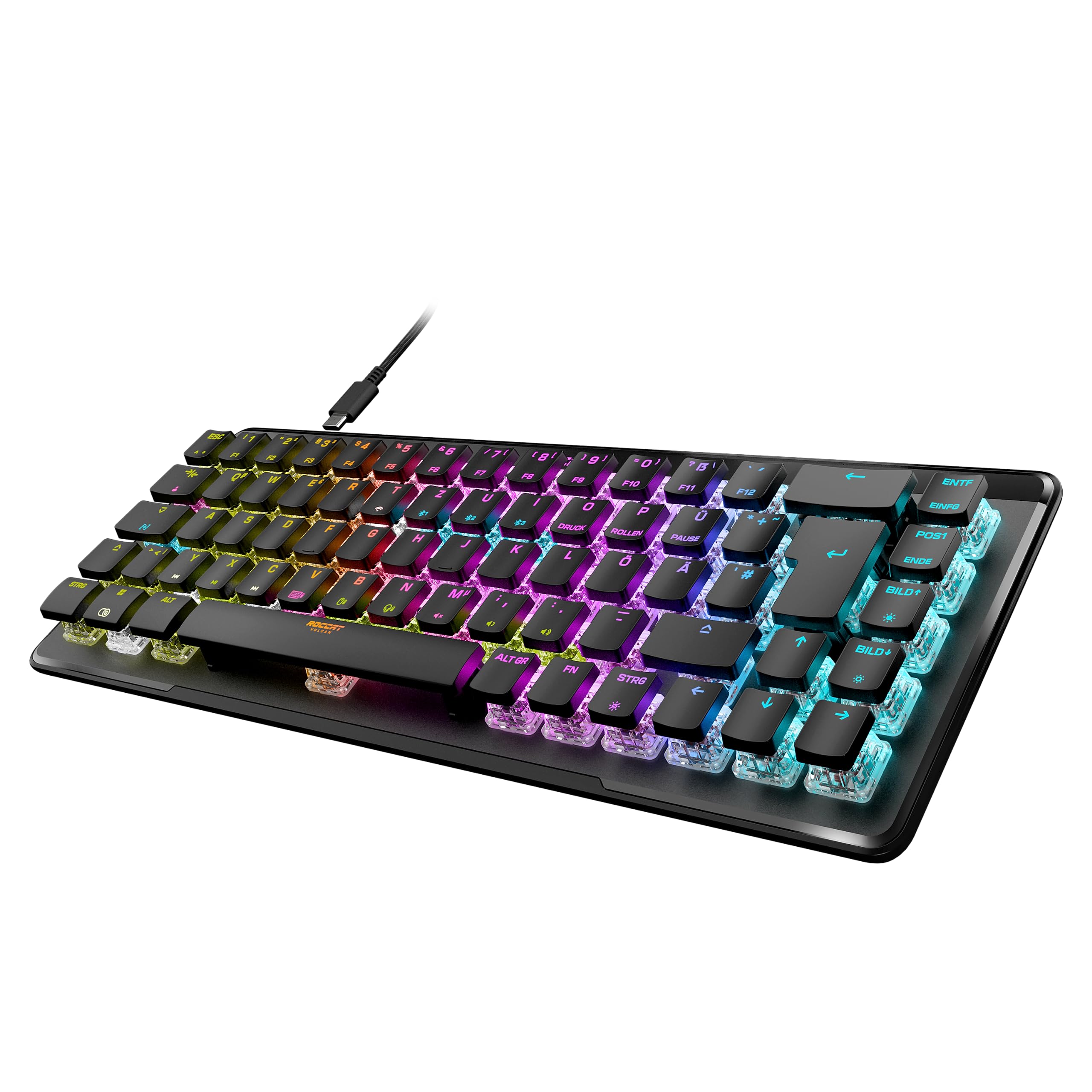 ROCCAT Vulcan II Mini Air 65% Wireless Mechanical Gaming Keyboard - Customizable RGB Lighting, Detachable Cable, Titan II Linear Switches, Aluminum Frame, Black - Perfect for Competitive Gaming & Esports