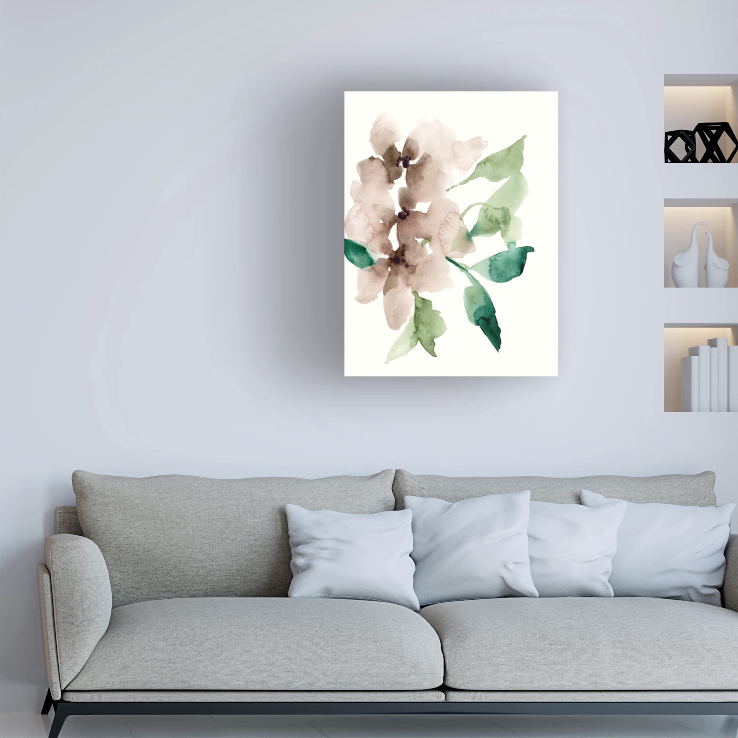 Jennifer Goldberger 'Mauve Flowers II' Canvas Wall Art Print - Floral Home Decor for Living Room, Bedroom & Office - Modern Framed Painting for Interior Design
