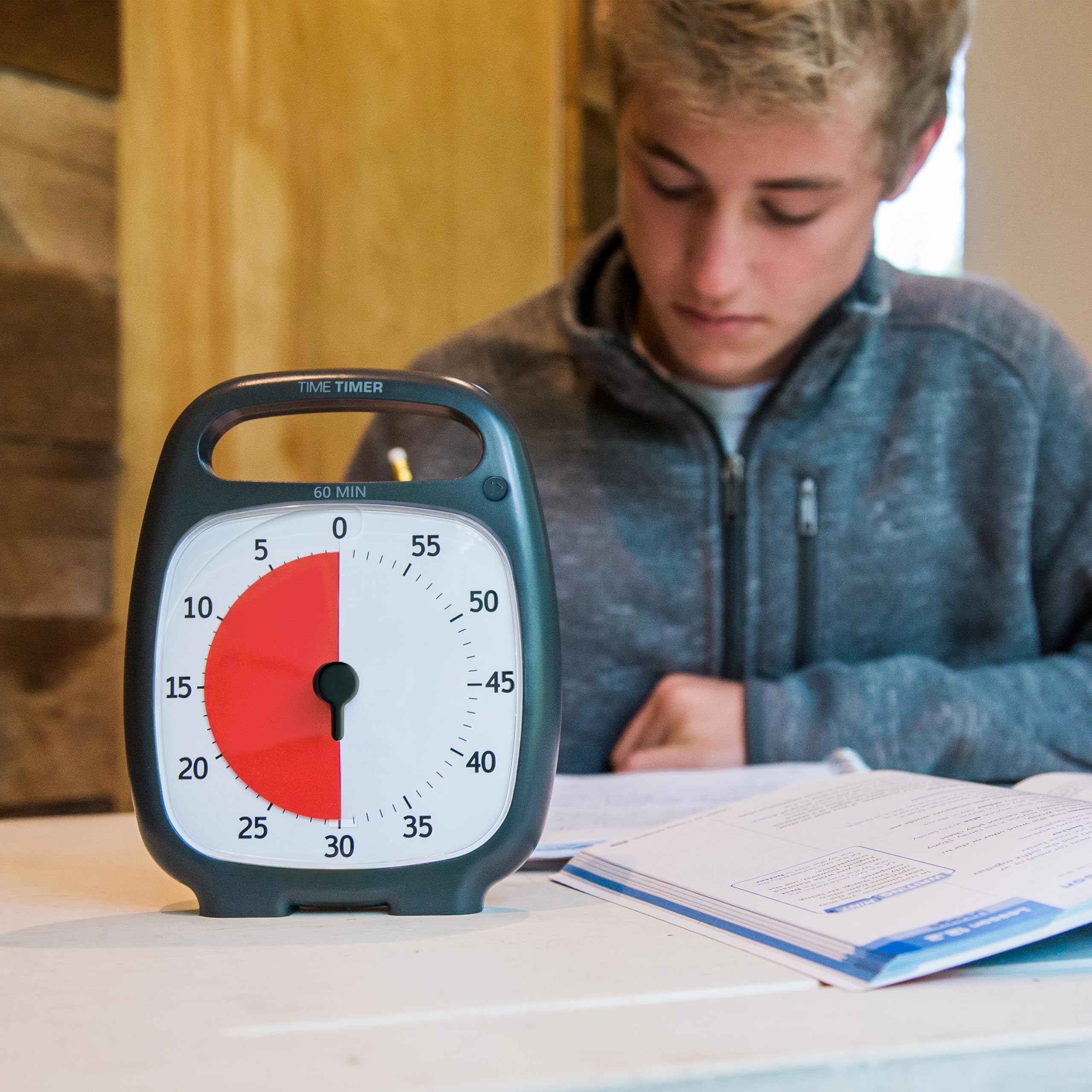 TIME TIMER PLUS 60-Minute Visual Countdown Timer - Silent Operation Desk Clock with Portable Handle for Classroom, Office & Homeschooling - Study Tool & Productivity Aid (Charcoal) | Perfect for Time Management, Focus Sessions & Task Organization