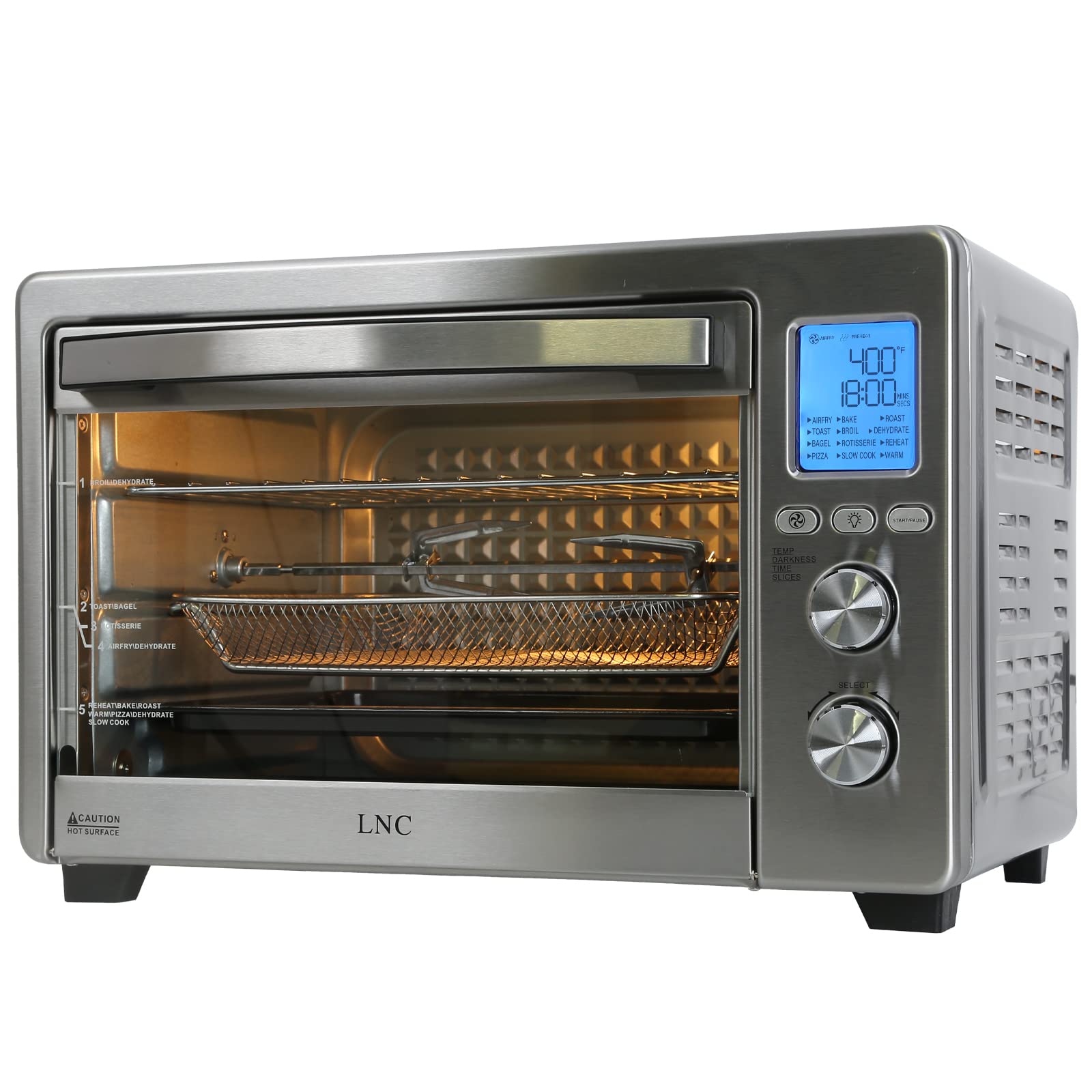 34QT Large Air Fryer Toaster Oven Combo - 1750W Countertop Convection Oven with 12-in-1 Functions, Rotisserie & Pizza Rack (12