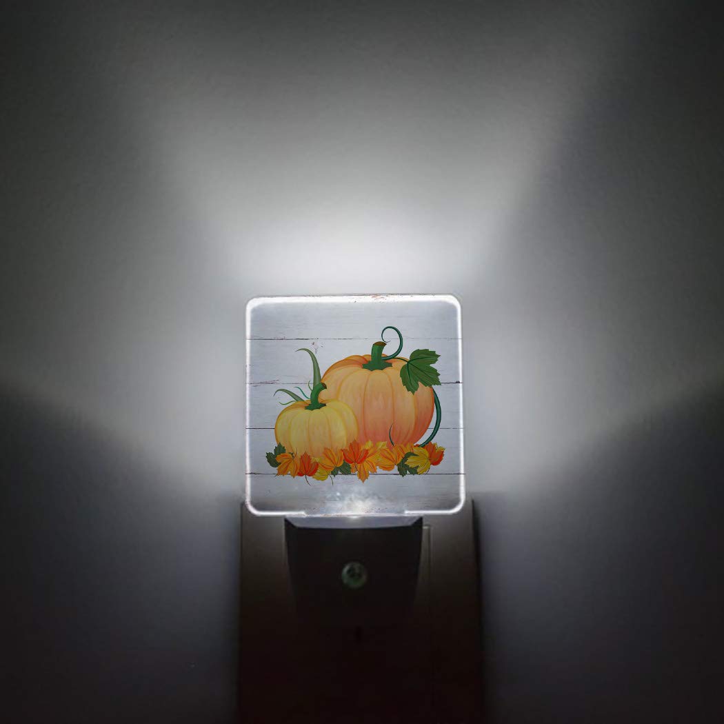 LED Night Light with Dusk-to-Dawn Sensor - Cartoon Pumpkin Autumn Thanksgiving Plug-in Wall Lamp for Kids Room, Nursery, Bathroom, Bedroom, Hallway & Stairs - Perfect for Nighttime Safety and Seasonal Home Decor