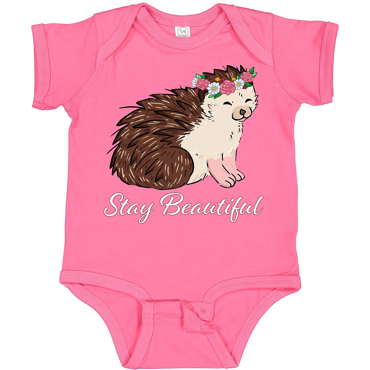 Stay Beautiful Flower Crown Hedgehog Baby Bodysuit - Perfect for Photo Shoots & Gifts