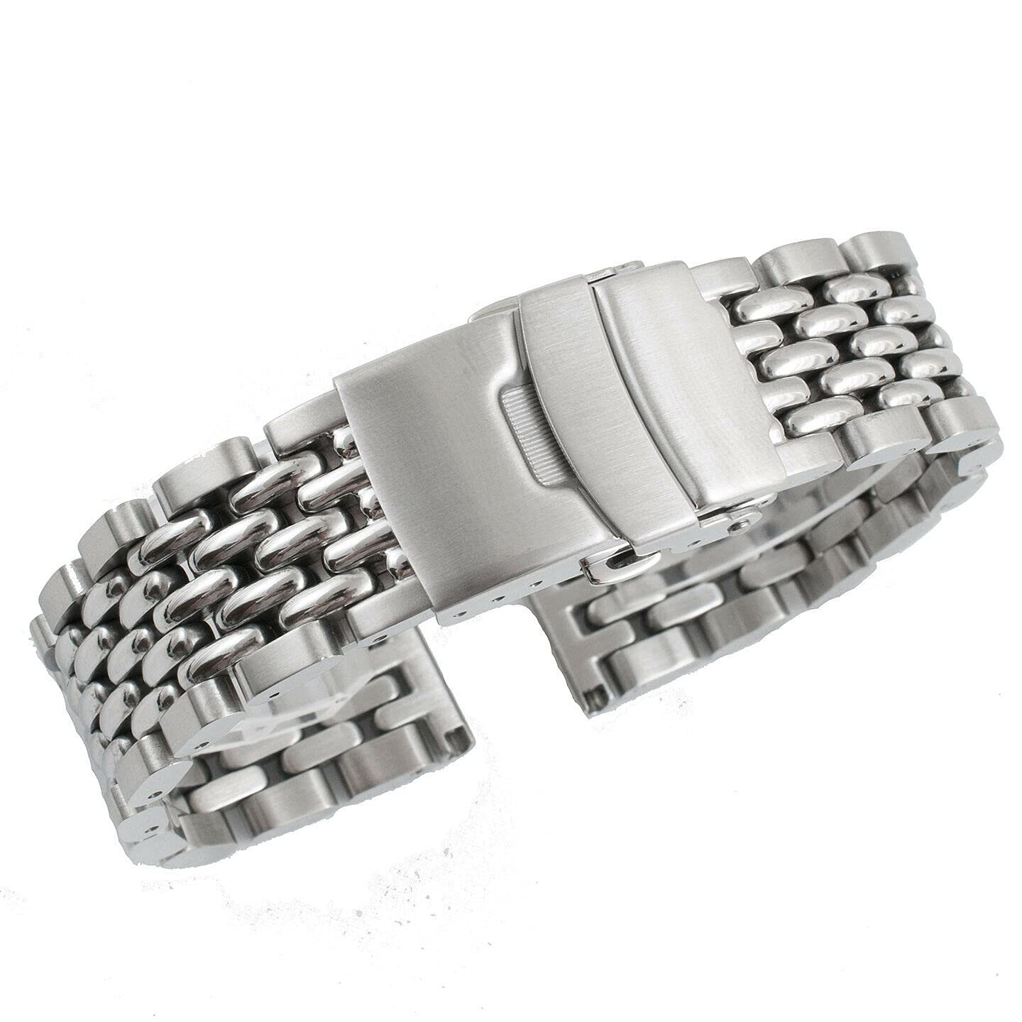 Vintage Stainless Steel Beaded Rice Watch Band Strap - 18mm 19mm 20mm 21mm 22mm 24mm Width Options for Men & Women - Perfect for Dress Watches, Formal Occasions & Everyday Wear