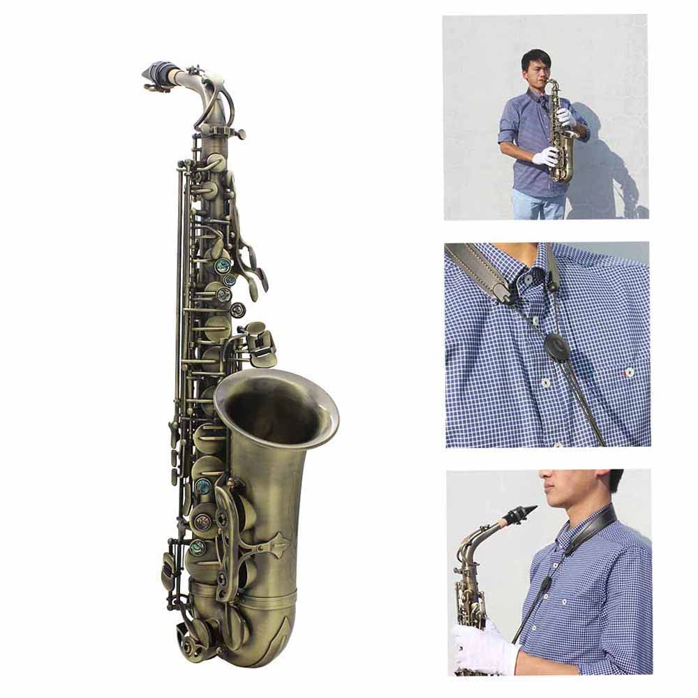 Professional Bb Alto Saxophone - High Grade Antique Bronze Finish with Abalone Shell Key Carvings | Includes Hard Case, Gloves, Cleaning Cloth, Straps & Brush | Perfect for Beginners, Students & Jazz Performers