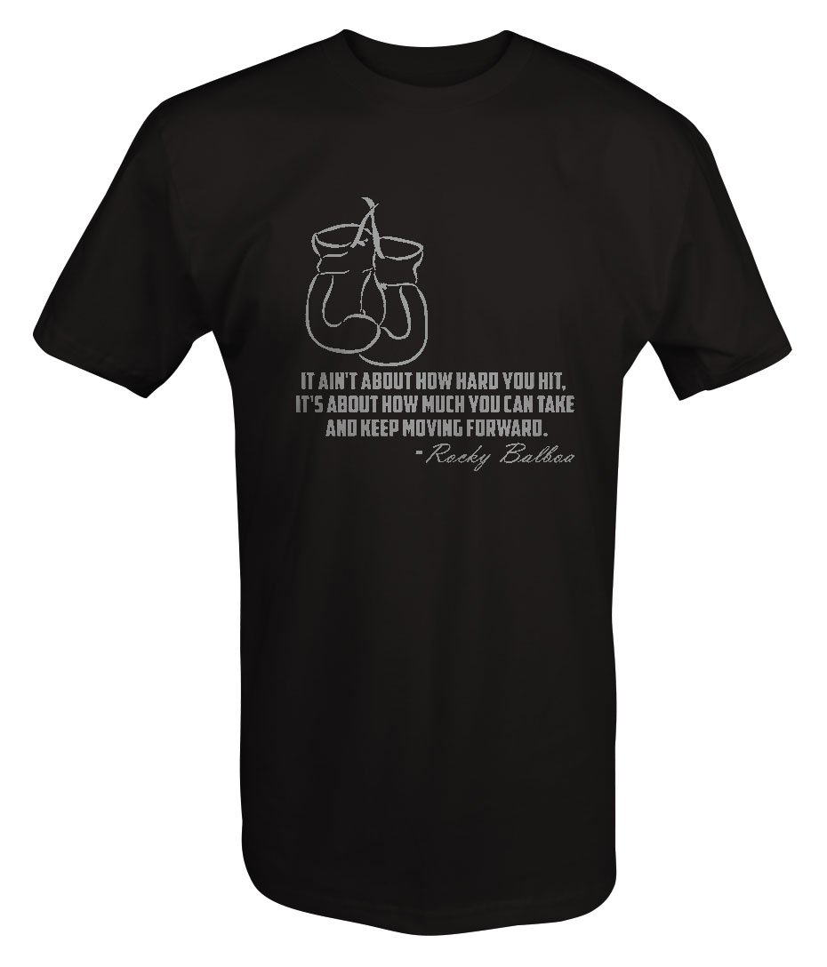 Rocky Balboa Boxing Gloves Motivational Men's T-Shirt - Keep Moving Forward - Boxing Training & Gym Workout Apparel