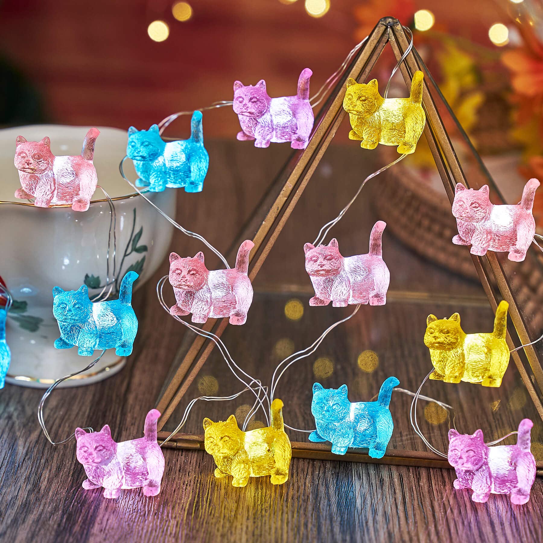 Cute Bartlett Kitty Cat LED String Lights - 20 LED 8.5ft Battery Operated Decorative Lights for Bedroom, Outdoor, Party | Perfect Cat-Themed Gift for Girls, Pet Birthday, Baby Shower & Christmas Decorations | Create Cozy Ambiance for Home, Garden, and Special Events