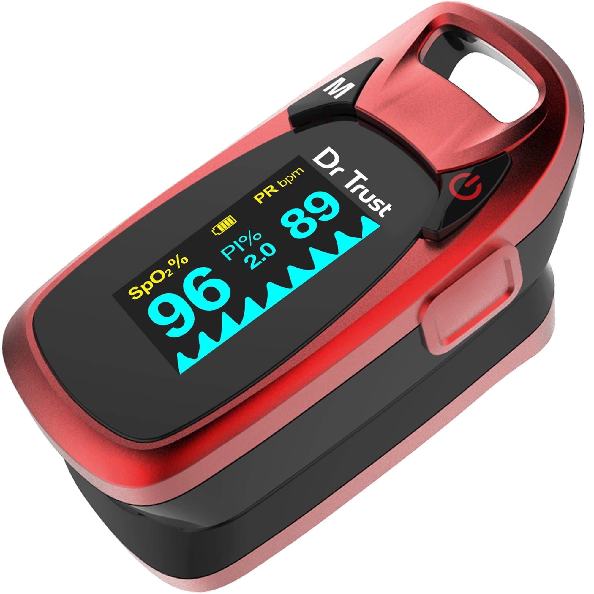 Dr Trust USA Pulse Oximeter 214 (Red) - Accurate Finger Oxygen Monitor with Heart Rate & SpO2 Measurement - Perfect for Home Use, Travel, and Fitness Enthusiasts