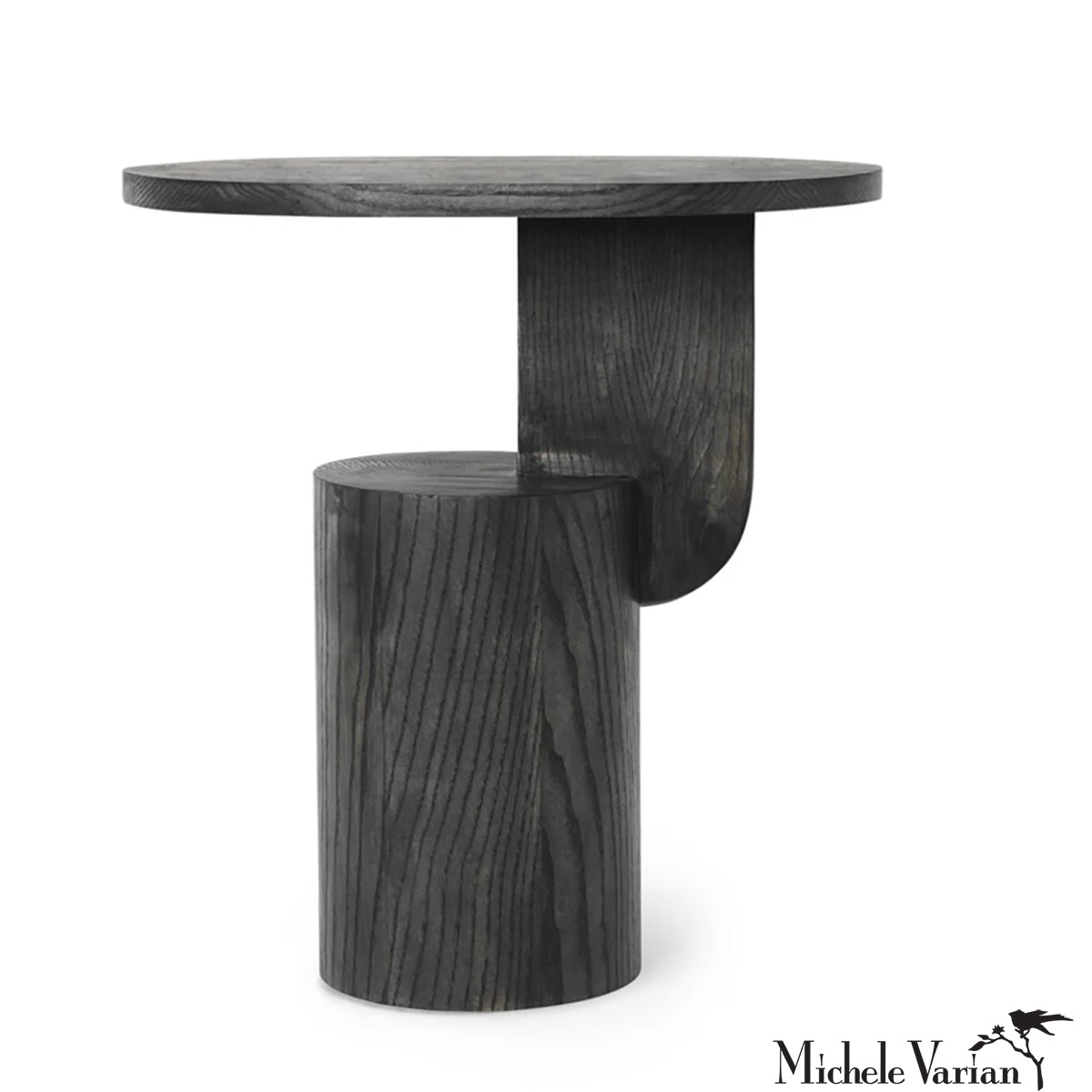 Modern Bauhaus Style Side Table - Black Ash Wood Nightstand for Living Room, Bedroom & Office - Minimalist End Table with Sturdy Design