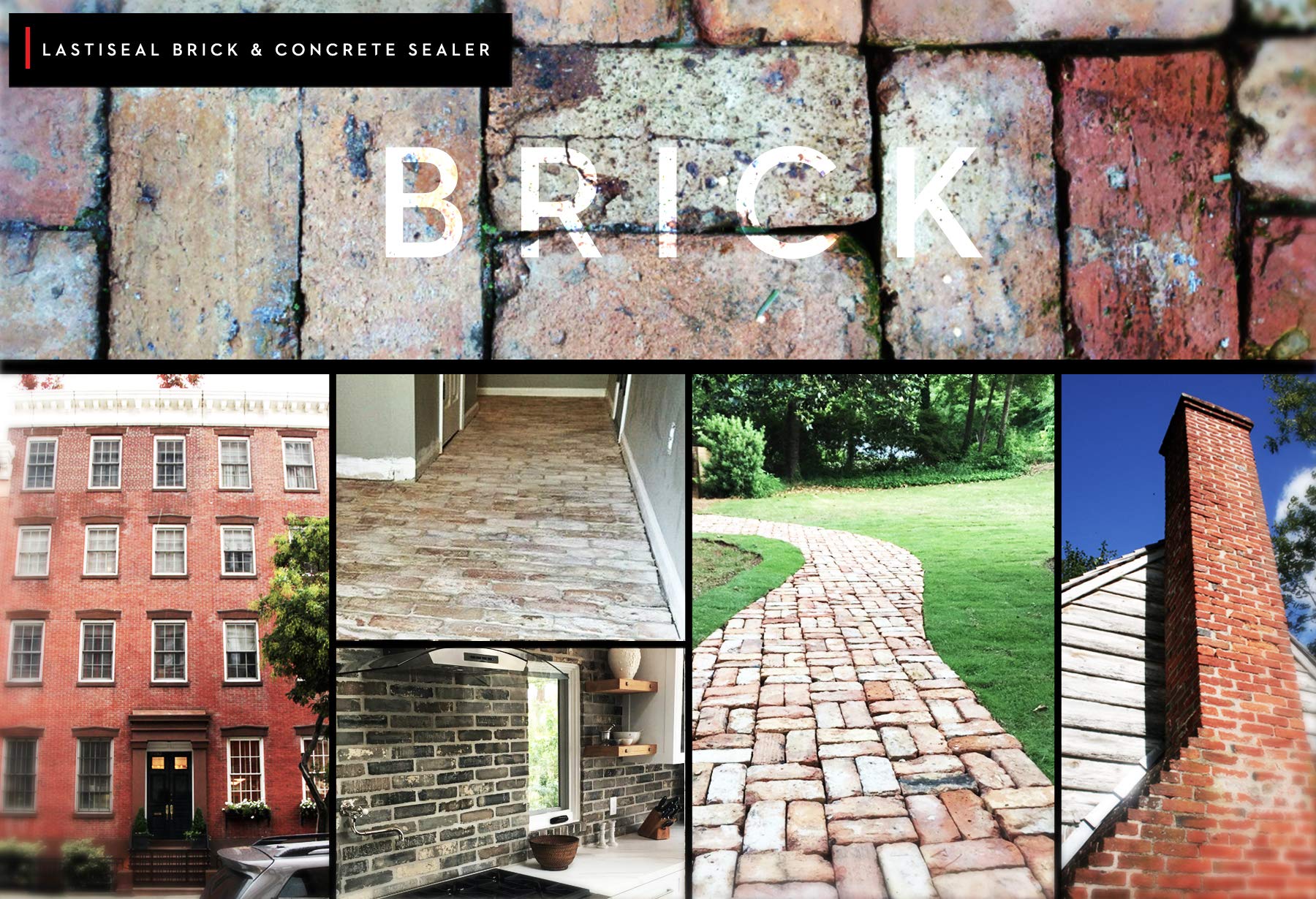 LastiSeal Brick & Concrete Sealer - 5 Gallon Waterproofing Sealant for Brick, Concrete, Pavers & Porous Stone - Flat/Natural Finish - Enhances Durability & Weather Resistance - Ideal for Driveways, Patios & Masonry Projects