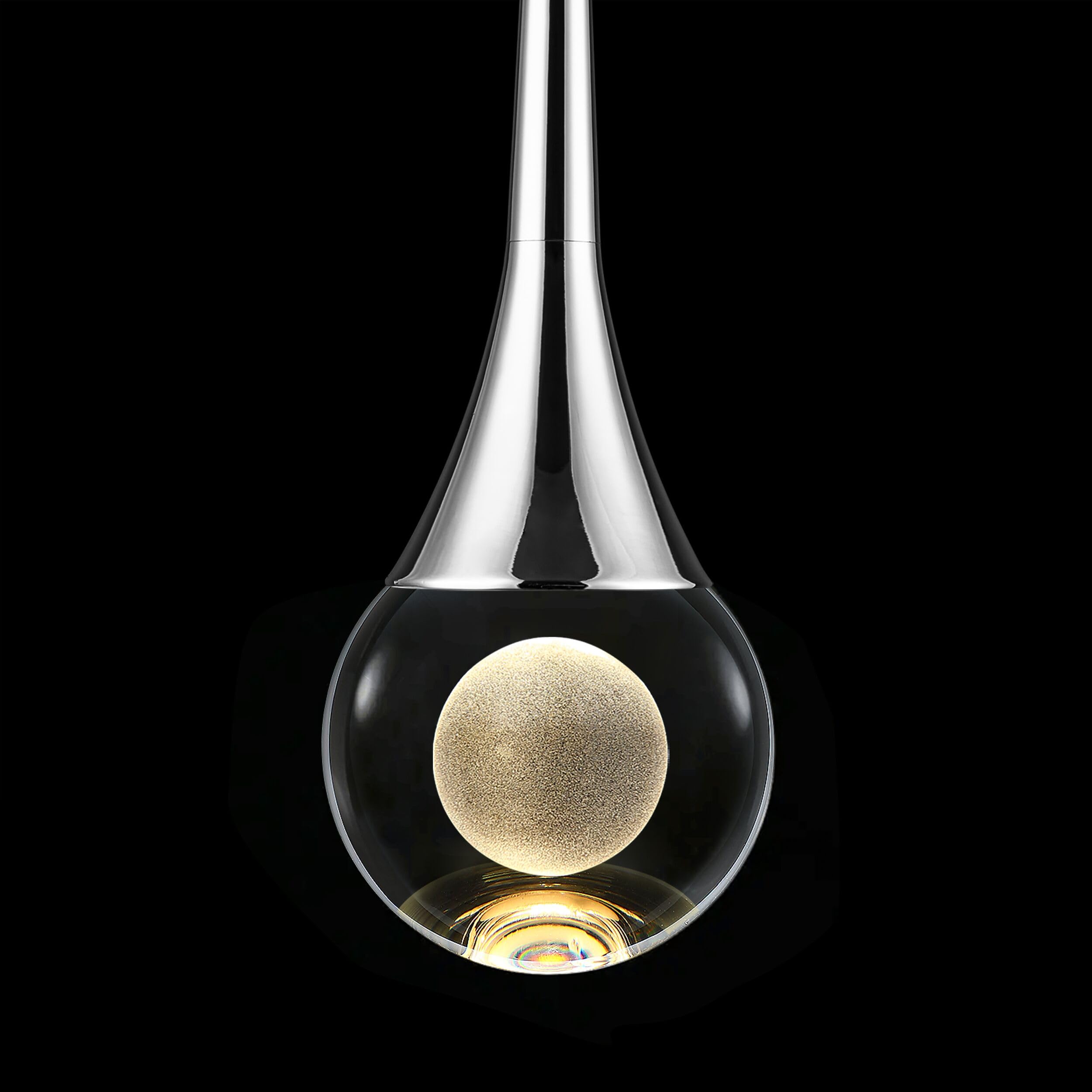Untrammelife 8W Dimmable LED Pendant Light - 3 Color Temperature Adjustable, Silver Crystal Teardrop Hanging Fixture for Kitchen Island, Bathroom & Bedroom Lighting | Modern Home & Office Decor