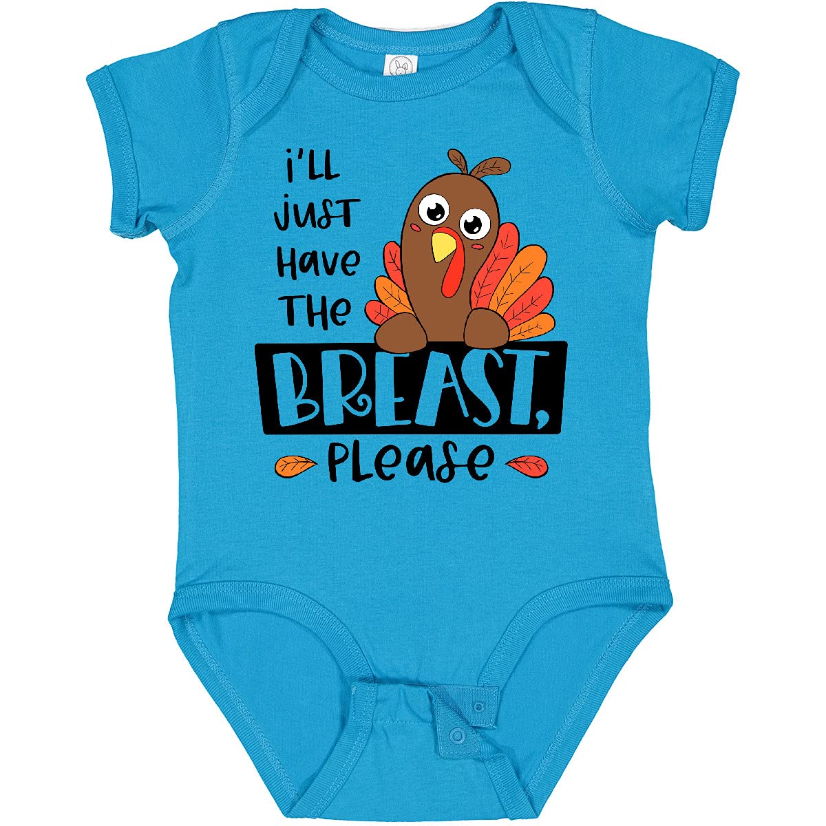 Inktastic 'I'll Just Have the Breast, Please' Cute Turkey Baby Bodysuit - Adorable Thanksgiving Outfit for Infants & Newborns