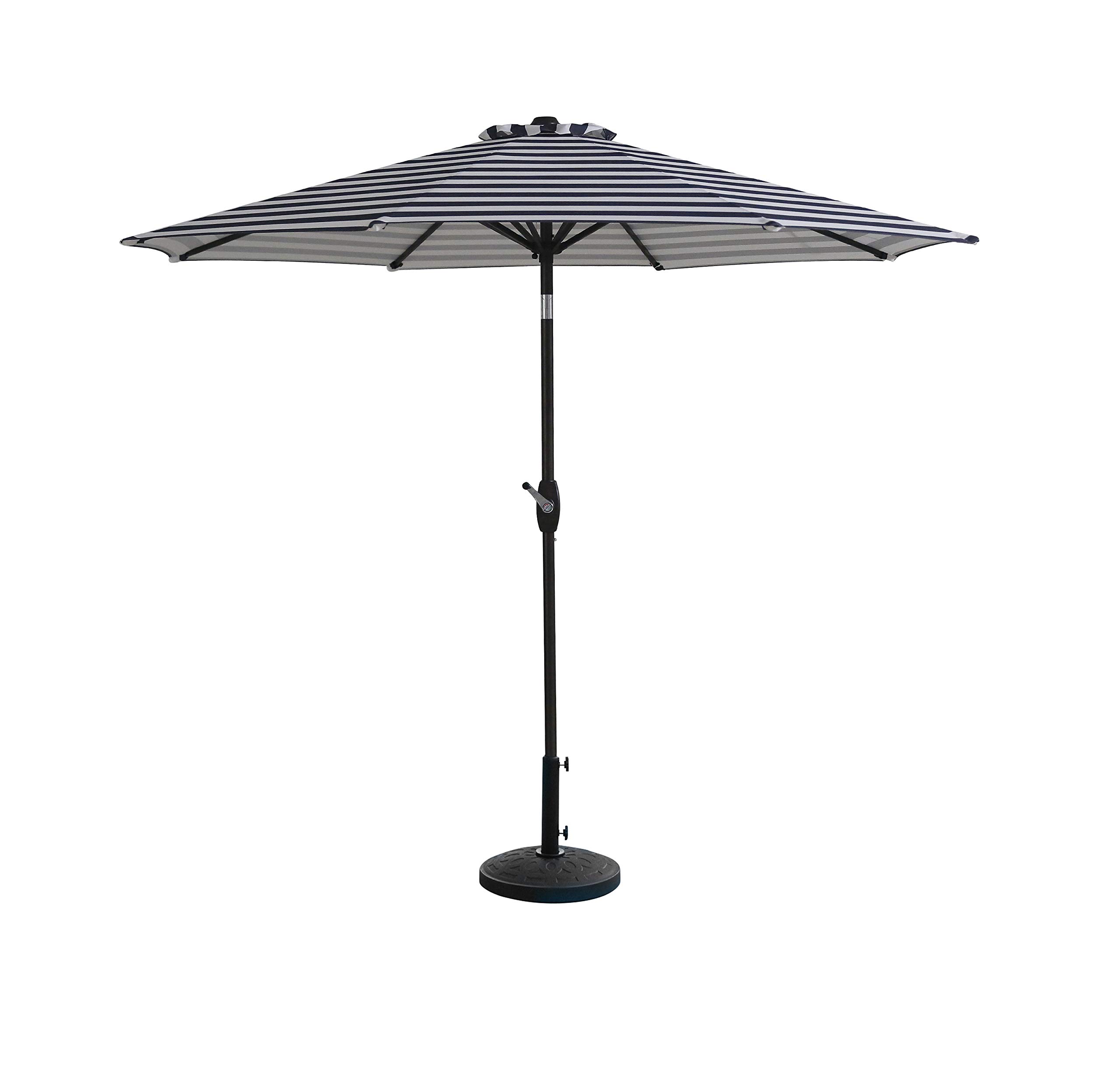 WO Home Furniture 9ft Outdoor Patio Umbrella with Heavy Duty Base - Round Market Table Umbrella for Sun Shade - Perfect for Backyard, Poolside & Outdoor Dining Areas