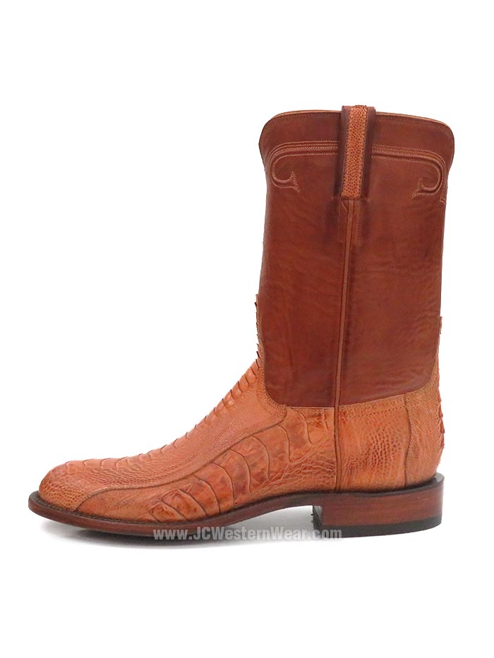 Lucchese GD9320.RR Men's Genuine Ostrich Leg Cowboy Boots - Burnished Cognac for Western Riding & Country Fashion