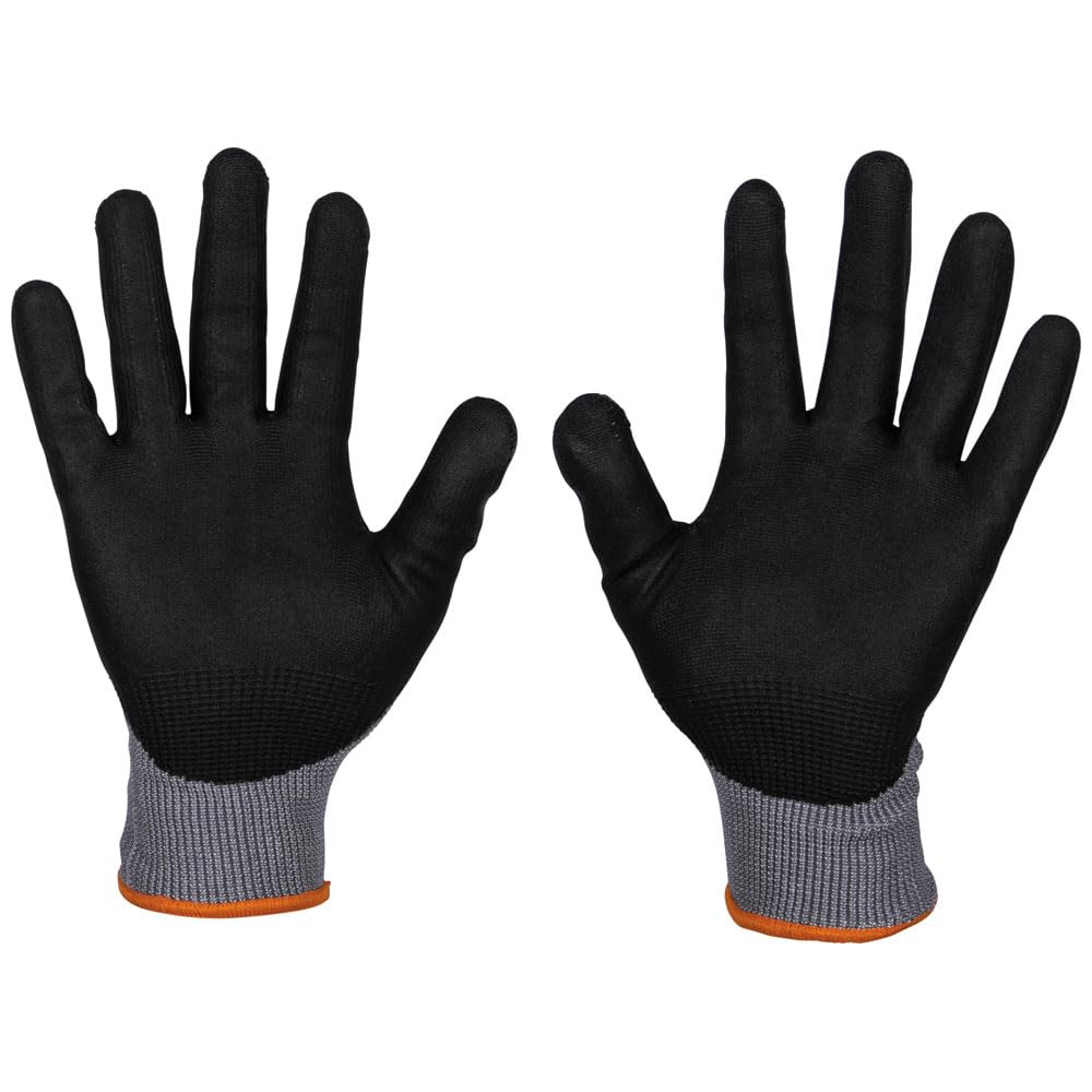 Klein Tools 60588 Cut Resistant Work Gloves - ANSI A4 Rated HPPE Fabric with Nitrile Coating | Touchscreen Compatible | Medium Size 2-Pair Set | Ideal for Construction, Electrical Work & DIY Projects