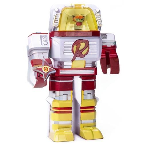 Ryan's World Mega Mecha Titan Robot - Transforming Chest to Red Titan Robot | 5 Micro Figures, Spinner, Wearable Eye Mask & Cape, Stickers Included | Perfect for Kids' Playtime, Birthday Gifts & Action Figure Collectors