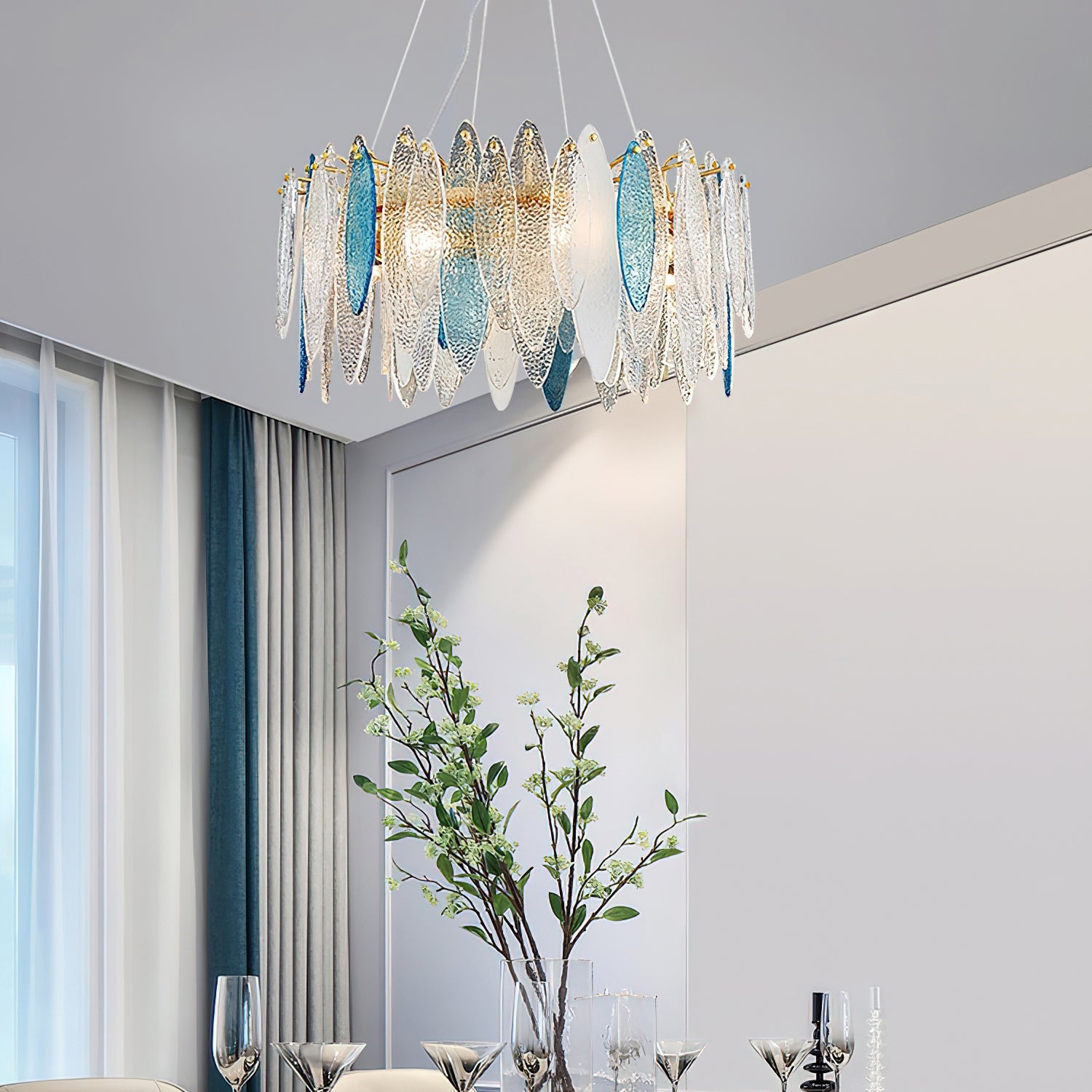 Elegant Lola Glass Chandelier - Modern Crystal Ceiling Light Fixture for Dining Room, Living Room & Bedroom Decor