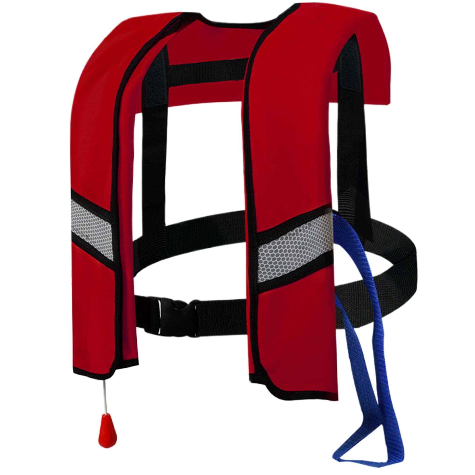 Automatic Inflatable Life Jacket for Adults - 150N Adjustable PFD with Reflective Strips & Whistle - Extra CO2 Tube Included - Perfect for Boating, Surfing, Swimming and Water Sports Safety